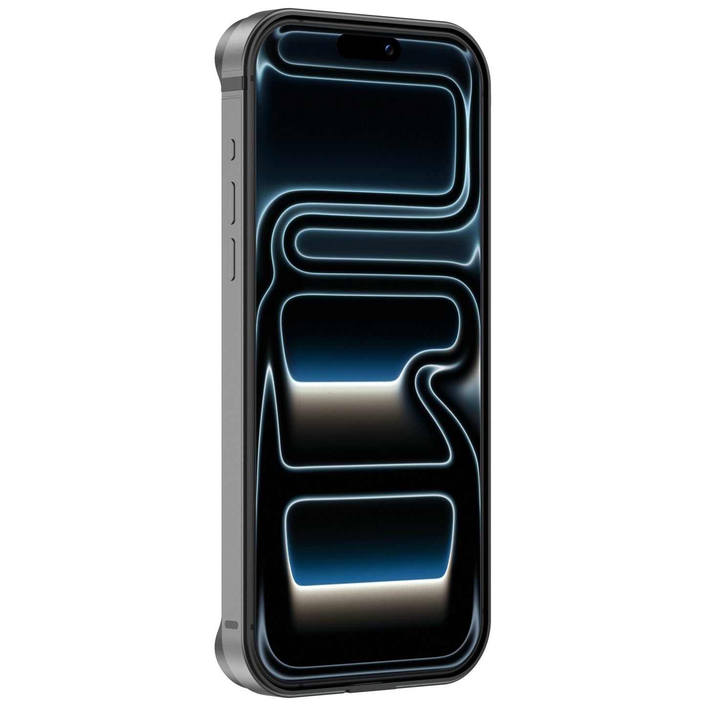 Der arktis iPhone 17 Pro Bumper von arktis verfügt über ein ultraleichtes Design für stoßdämpfenden Schutz und zeigt ein dunkles, futuristisches neonblaues und weißes abstraktes Display - perfekt für Ihr iPhone 17 Pro.