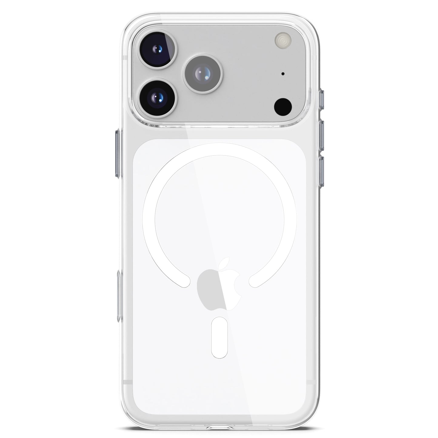 Das arktis iPhone 17 Pro Max Clear Case mit MagSafe schützt stilvoll, zeigt Apple Logo und Dual-Kamera dank transparentem Design und integriertem MagSafe-Ring.