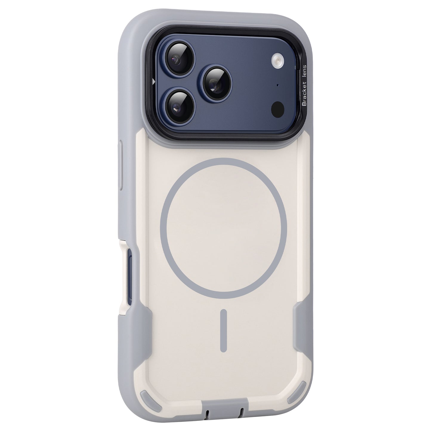 Das arktis iPhone 17 Pro Max Sentinel Case ist ein robustes, zweifarbiges Gehäuse in Grau und Weiß mit einem integrierten MagSafe Ring auf der Rückseite.