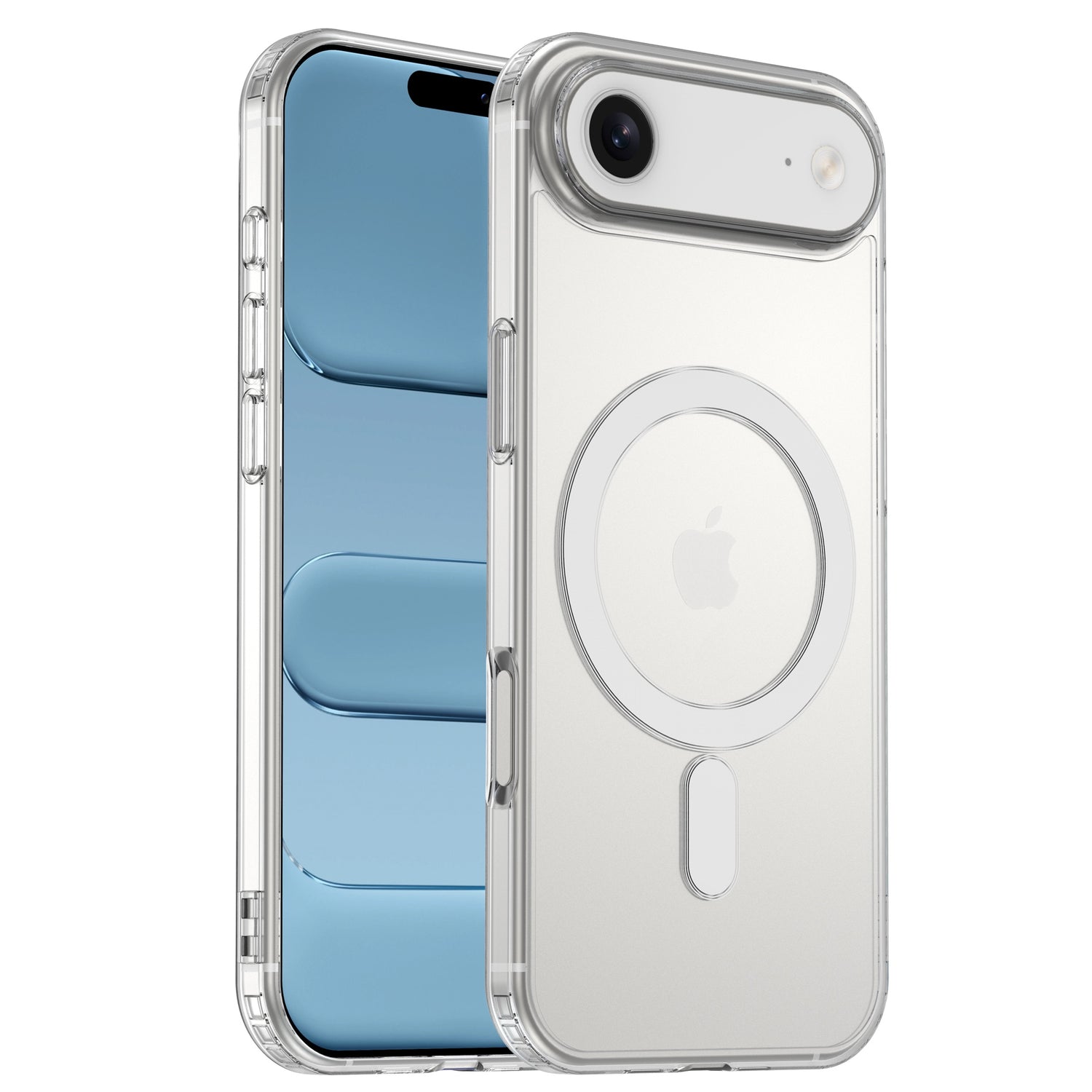 Die arktis iPhone Air PureCase mit MagSafe: Stoßfeste, transparente Hülle von arktis für das iPhone - Vorder- und Rückseite sichtbar, mit MagSafe-kompatiblem Ring.
