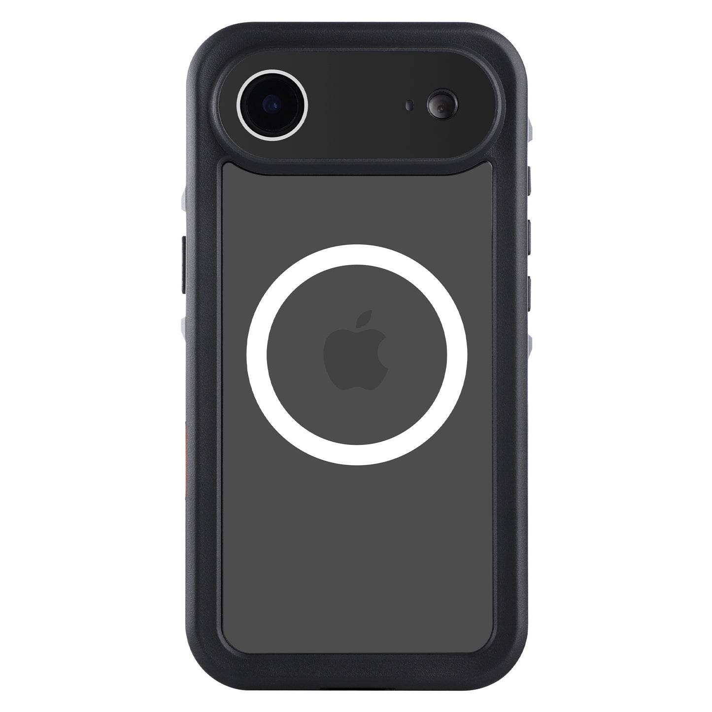 Das arktis iPhone Air Wasserdichtes Actioncase von arktis ist mit einem sichtbaren weißen MagSafe-Ring und Apple-Logo versehen und bietet stoßfesten, zuverlässigen Schutz für Ihr Gerät.