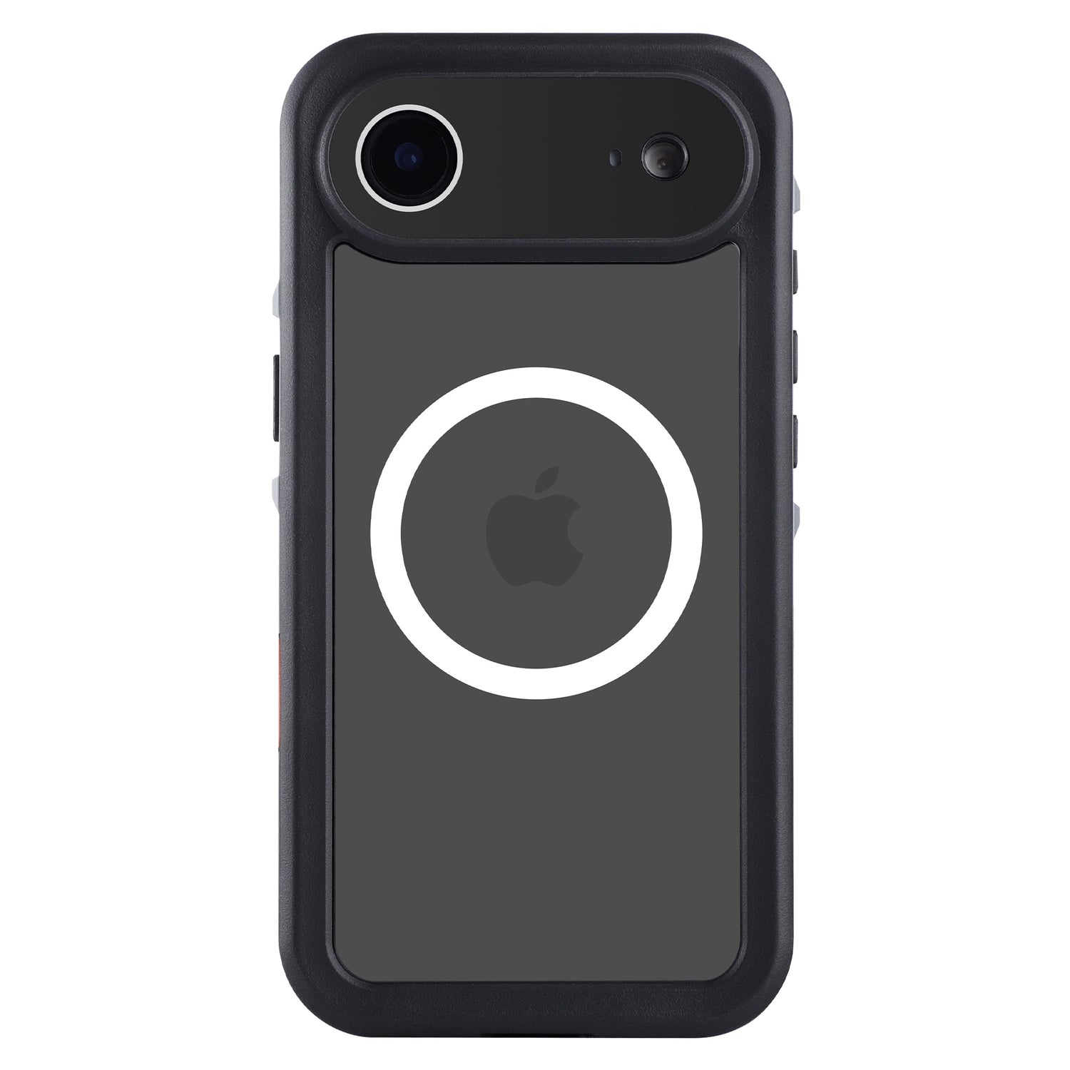 Das arktis iPhone Air Wasserdichtes Actioncase von arktis ist ein schwarzes, MagSafe-kompatibles Case mit weißem Kreis und Apple Logo. Es ist stoßfest und bietet zusätzlichen IP68 Schutz für Ihr Gerät.