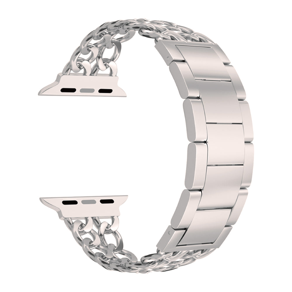 Das Arktisband Apple Watch Armband „Princess“ verfügt über eine glanzvolle Gliederstruktur mit einer Mischung aus Ketten- und Vollgliedern sowie Anschlüssen an jedem Ende zur einfachen Befestigung an Ihrer Smartwatch.