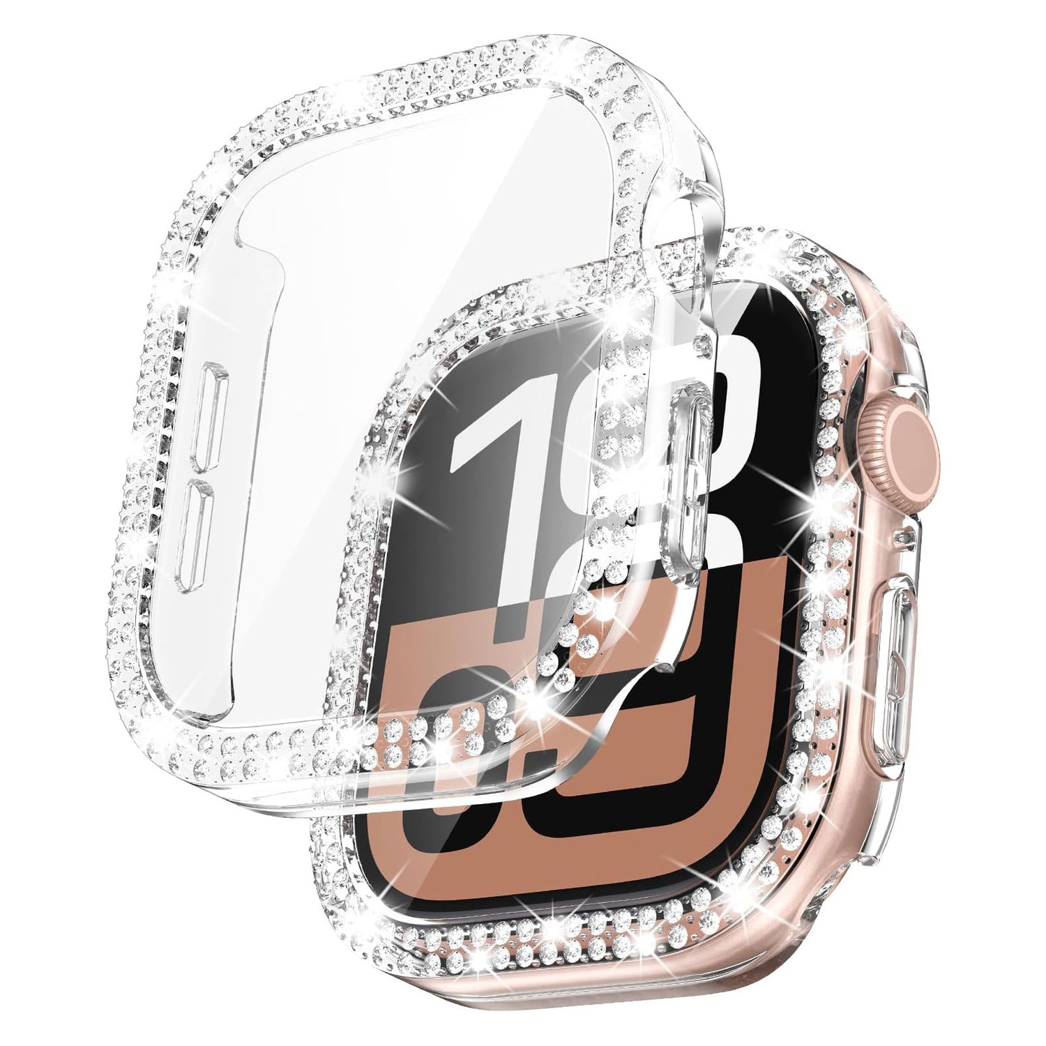 Die arktisband GLAMOUR Glitzerhülle für Apple Watch ist eine transparente, mit Strasssteinen besetzte Hülle, die vor Stil funkelt und gehärtetes Schutzglas für Ihre Smartwatch bietet.