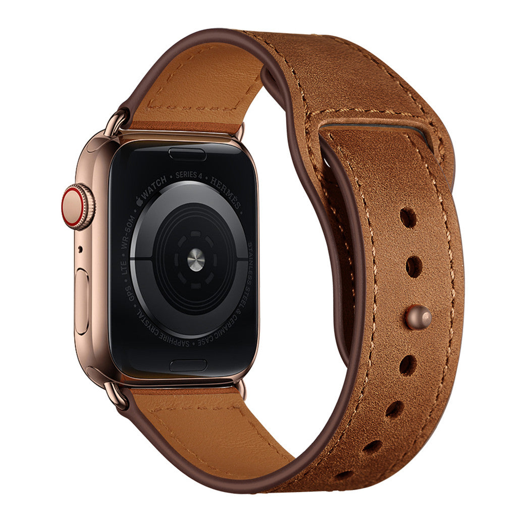 Das arktisband Apple Watch Kunstlederarmband von arktisband verfügt über ein braunes Lederarmband, eine sichtbare Sensoraussparung und eine Schnalle für maximalen Tragekomfort - und das alles im minimalistischen Look.