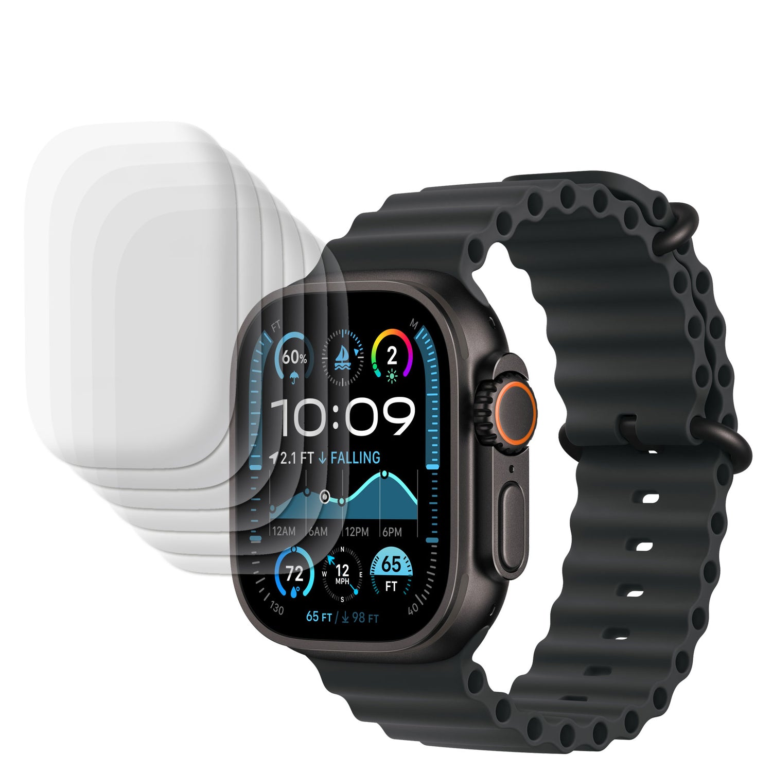 Die Arktis Apple Watch Ultra 49 mm Full Protection Schutzfolie (6er-Set) bietet verbesserten Displayschutz für Ihre Smartwatch und verfügt über eine klare, ultraklare Folie, die perfekt für Uhren mit schwarzem Armband geeignet ist.