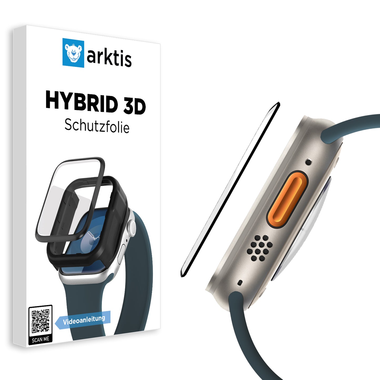 arktis Apple Watch Schutzfolie HYBRID 3D