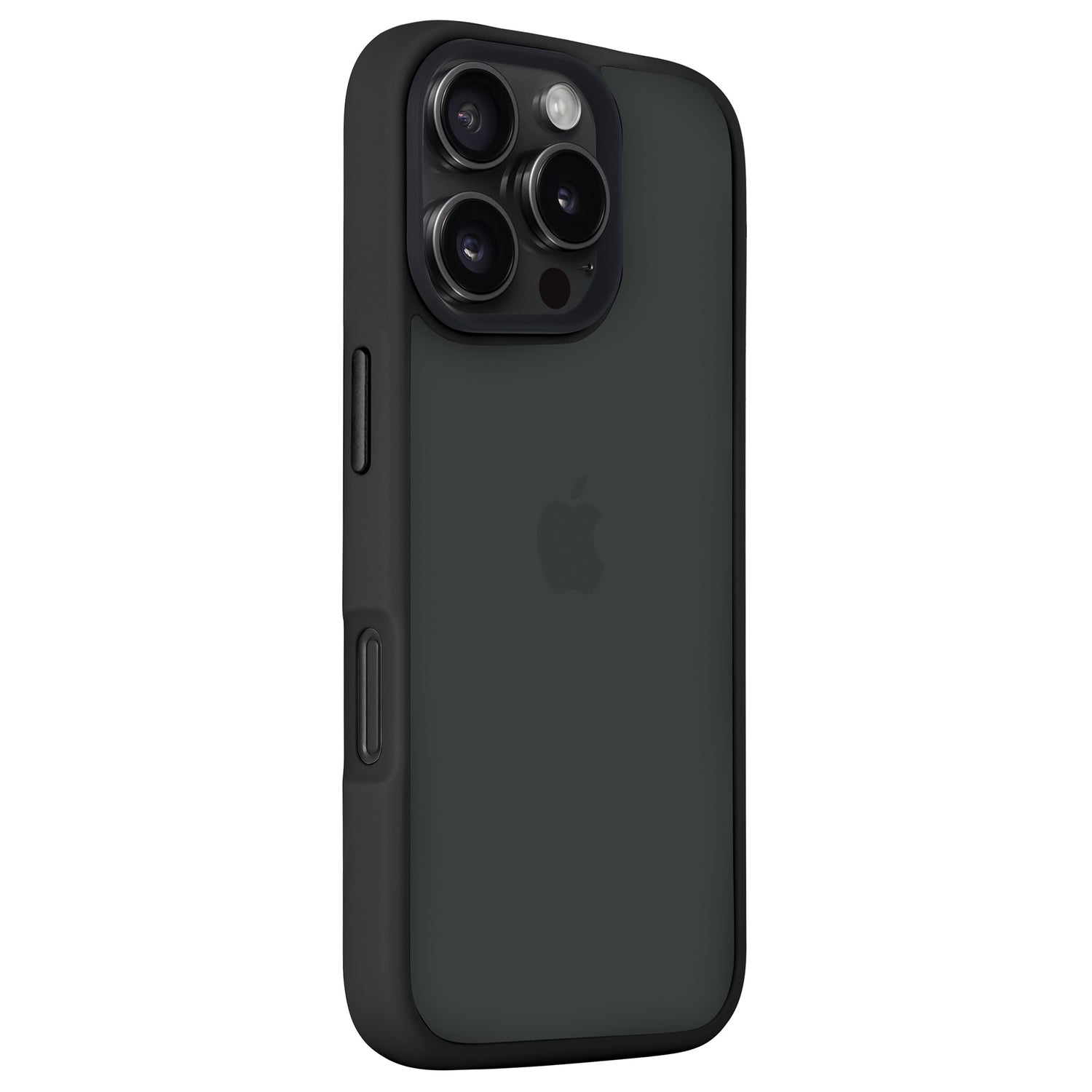 Das schwarze iPhone mit Triple-Kamera und Apple-Logo präsentiert sich in der schlanken, matten Arktis arktis iPhone Air Solid Hülle, die stilvolles Design mit stoßabsorbierenden Eigenschaften für zuverlässigen Schutz kombiniert.