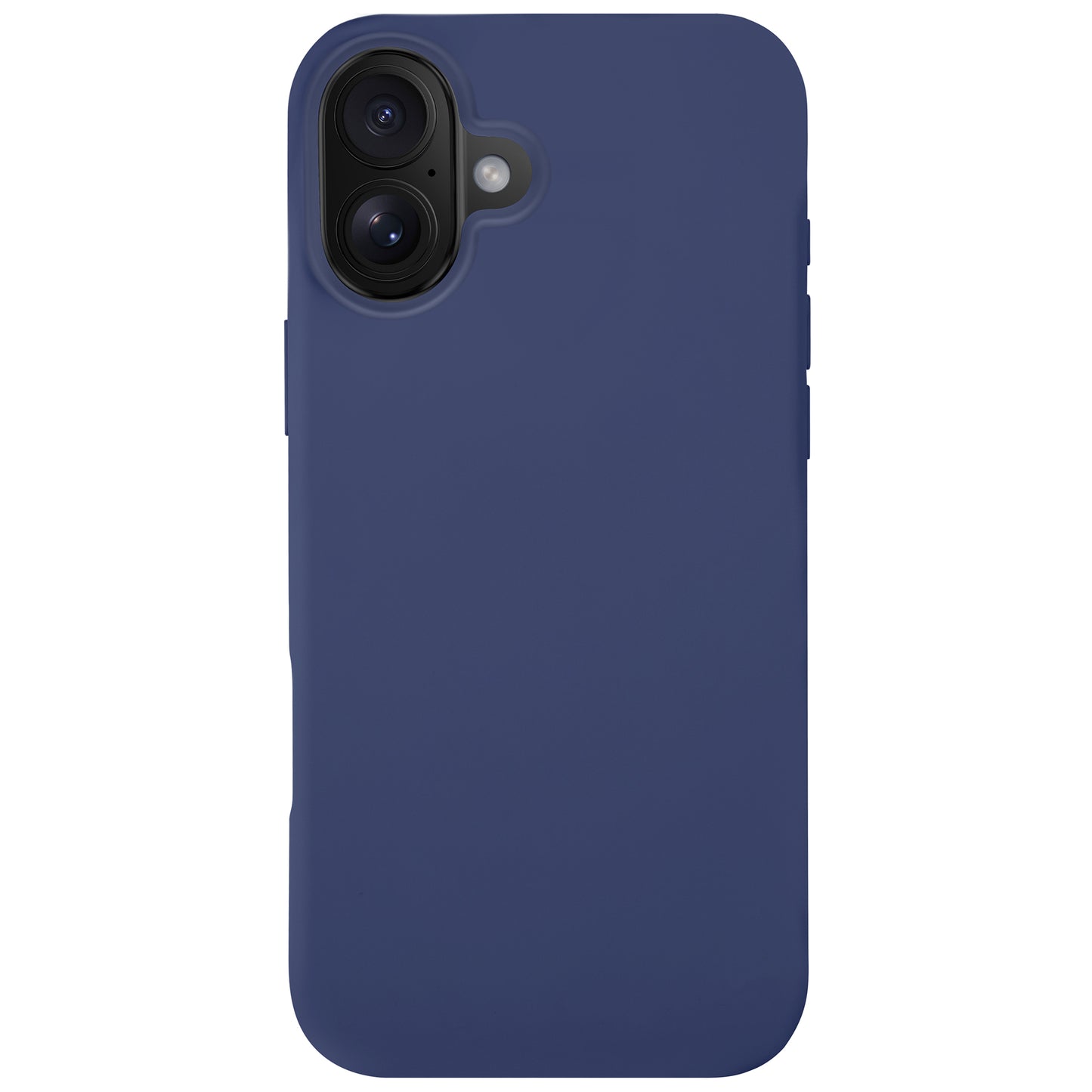 Dunkelblaues arktis iPhone Air Silikon Case Hülle mit Dual-Kamera- und Blitz-Aussparungen, kabellosem Laden kompatibel, auf weißem Hintergrund.