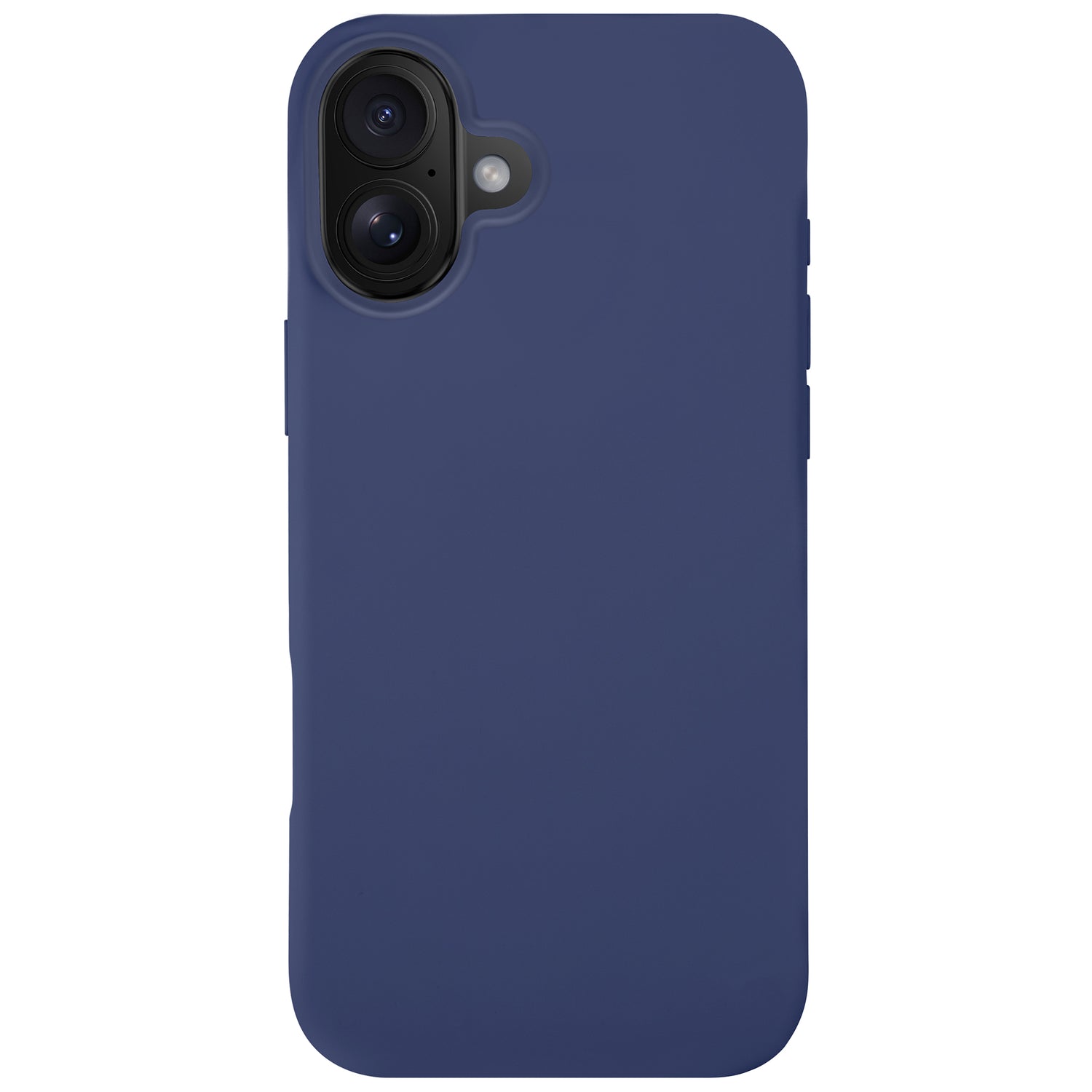 Dunkelblaues arktis iPhone Air Silikon Case Hülle mit Dual-Kamera- und Blitz-Aussparungen, kabellosem Laden kompatibel, auf weißem Hintergrund.