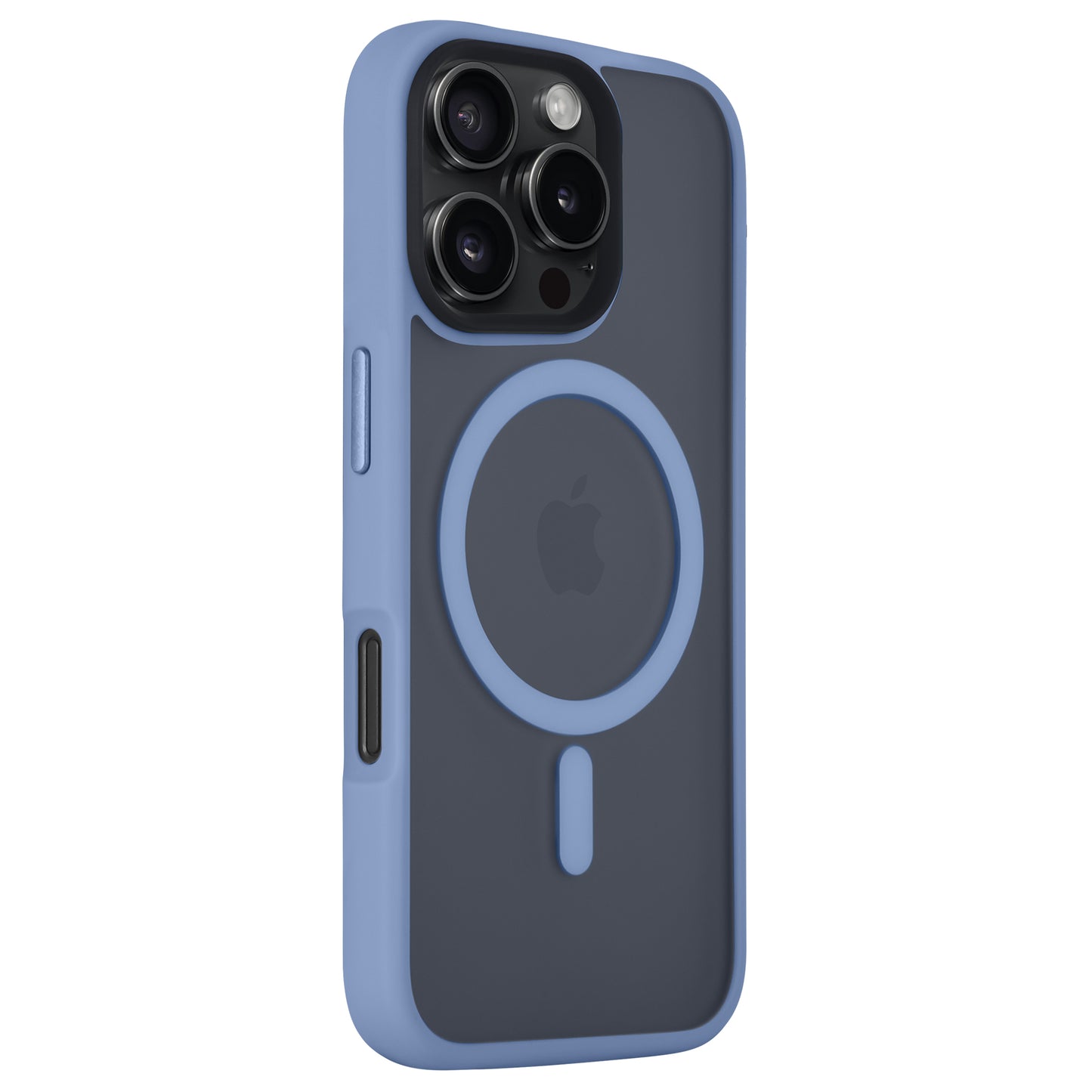 Minimalistischer Matt-Look: Die Arktis iPhone 16 Pro Max Solid Case Schutzhülle aus stoßabsorbierendem TPU-Silikon bietet ein blau-graues Design mit MagSafe-Ring und Apple-Logo für das iPhone 16 Pro Max mit Triple-Kamera.