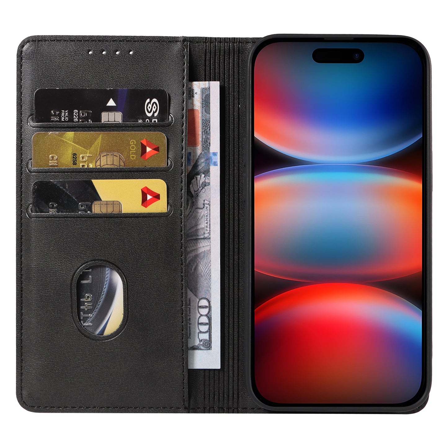 Schützen Sie Ihr iPhone 17 Pro mit dem arktis iPhone 17 Pro Book Case - einer eleganten schwarzen Kunstlederhülle von arktis. Es verfügt über TPU-Silikon-Kanten, Karten- und Geldfächer und ein lebendiges Display für ultimativen Komfort und Stil.