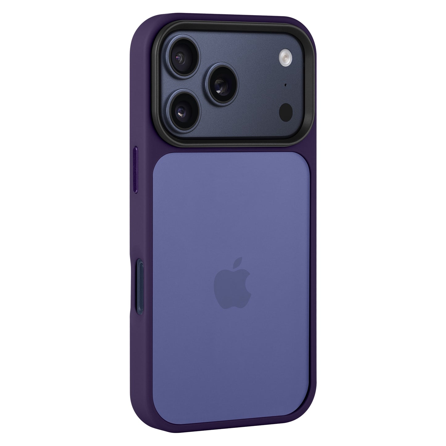 Ein Arktis iPhone 17 Pro Solid Case in Lila mit einem passenden lila MagSafe Wallet, das auf der Rückseite des iPhones befestigt ist.