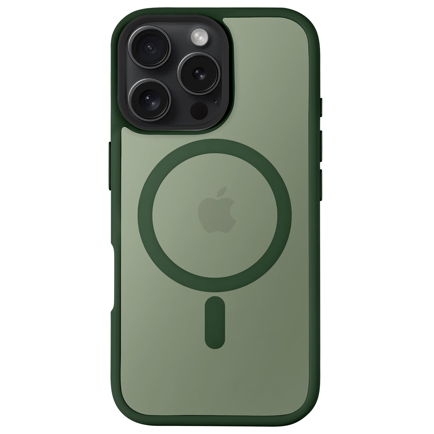 Das Arktis iPhone 16 Pro Max Solid Case von Arktis ist eine grüne TPU-Silikonhülle mit MagSafe-Ring, Apple-Logo, dreifacher Kameraaussparung und minimalistischem Matt-Look für eleganten, stoßdämpfenden Schutz.