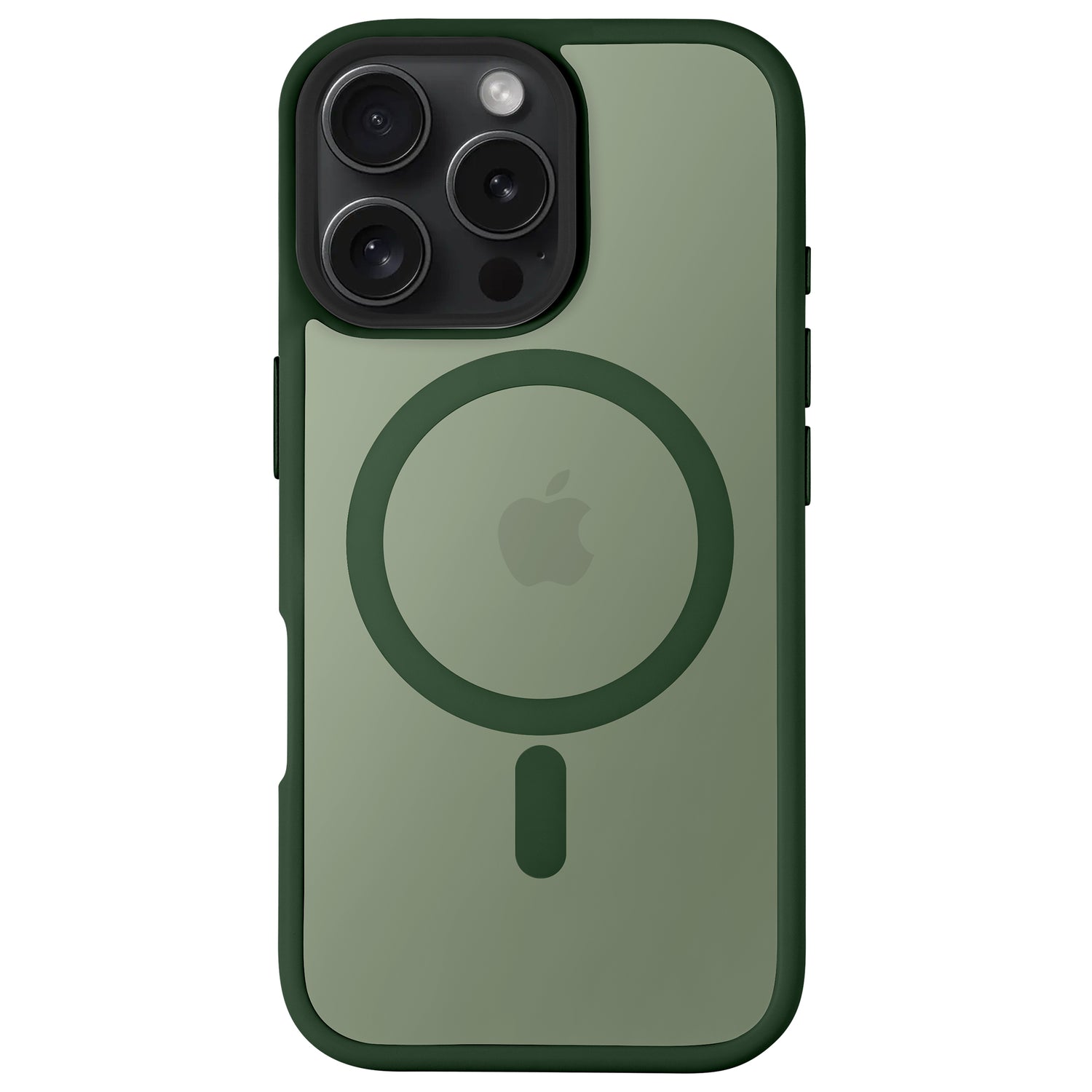 Das Arktis iPhone 16 Pro Max Solid Case von Arktis ist eine grüne TPU-Silikonhülle mit MagSafe-Ring, Apple-Logo, dreifacher Kameraaussparung und minimalistischem Matt-Look für eleganten, stoßdämpfenden Schutz.