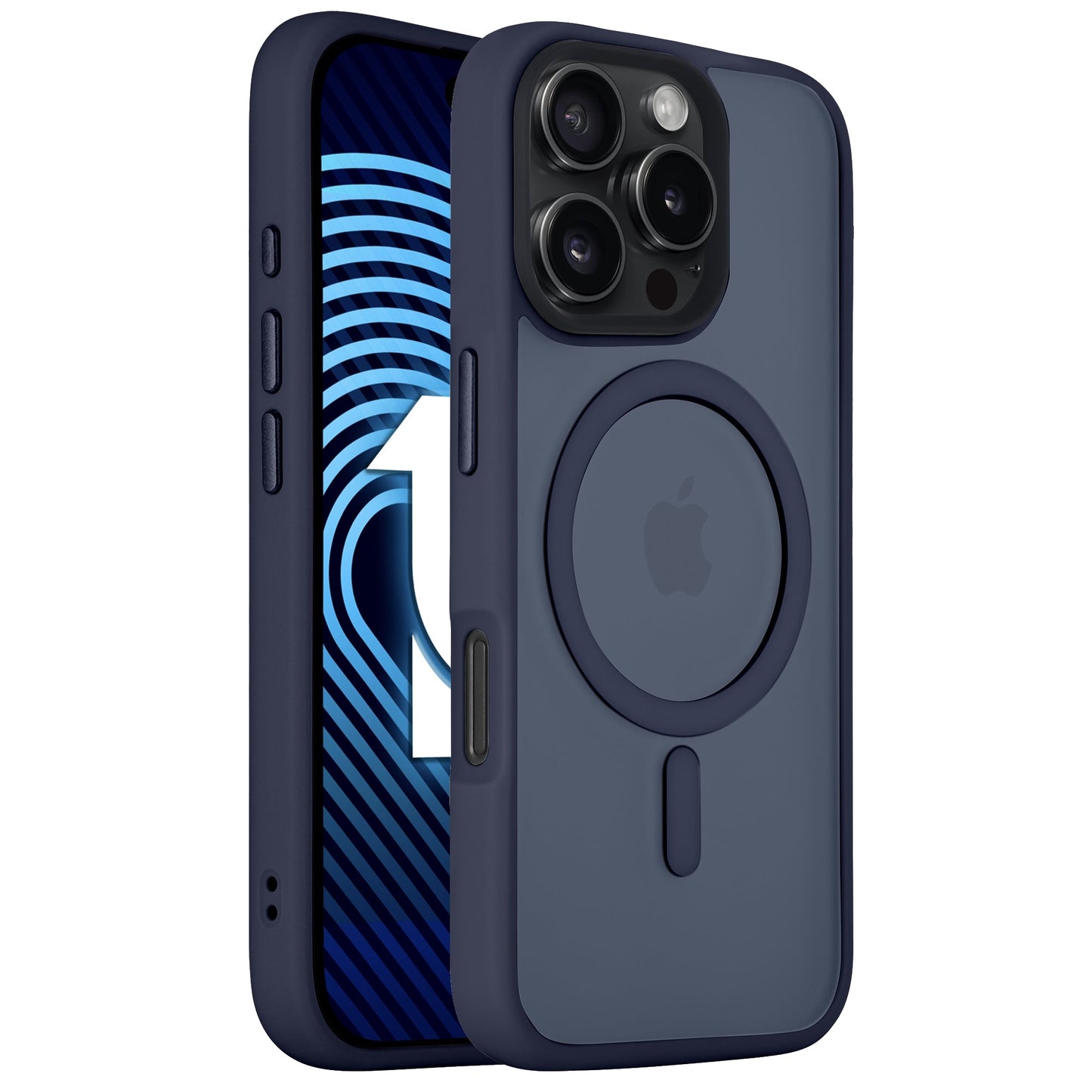 Das Arktis arktis iPhone 16 Pro Max Solid Case in Dunkelblau besticht durch eine minimalistische Mattoptik, besteht aus stoßabsorbierendem TPU-Silikon und ermöglicht volle Sicht auf das Display und die Rückkamera.