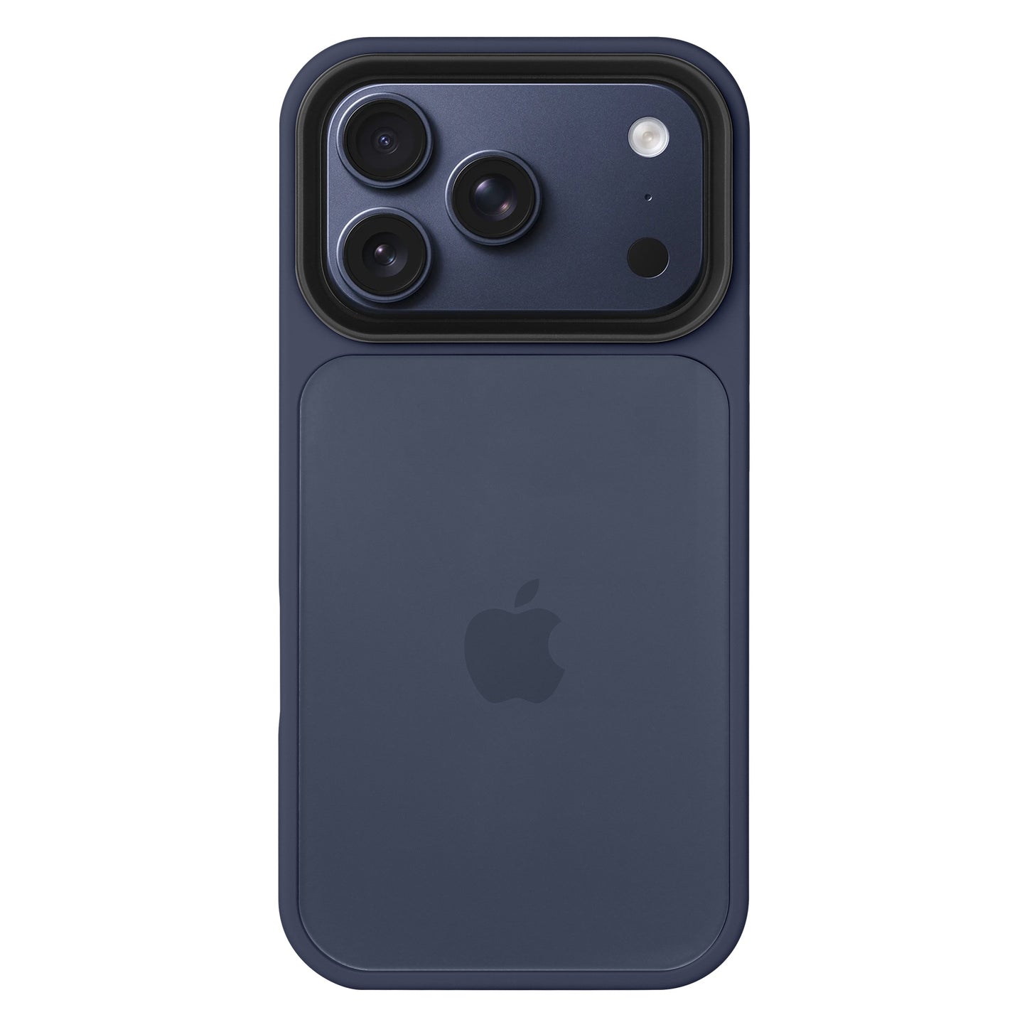 Ein marineblaues Arktis iPhone 17 Pro Solid Case von Arktis, das eine matte Oberfläche aufweist und die Rückseite mit dreifachen Kameralinsen zeigt.