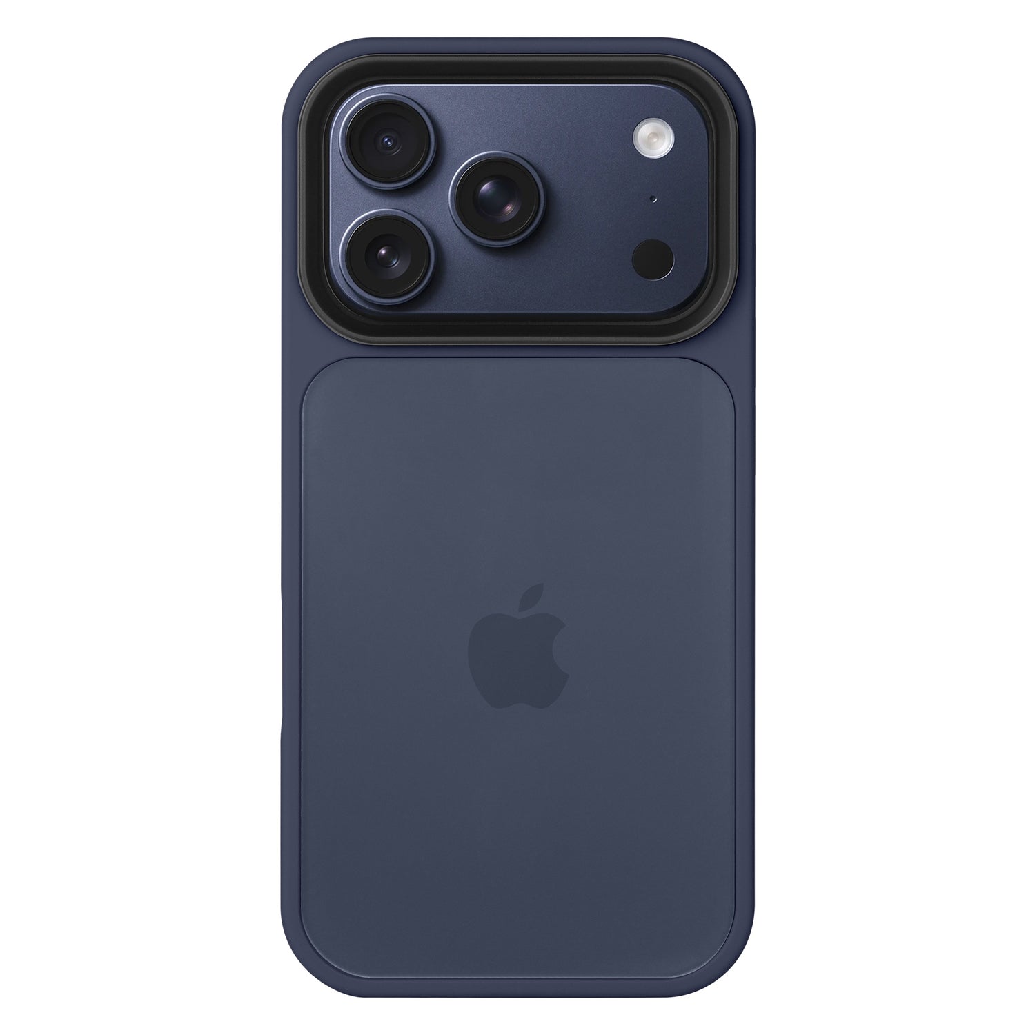 Ein marineblaues Arktis iPhone 17 Pro Solid Case von Arktis, das eine matte Oberfläche aufweist und die Rückseite mit dreifachen Kameralinsen zeigt.