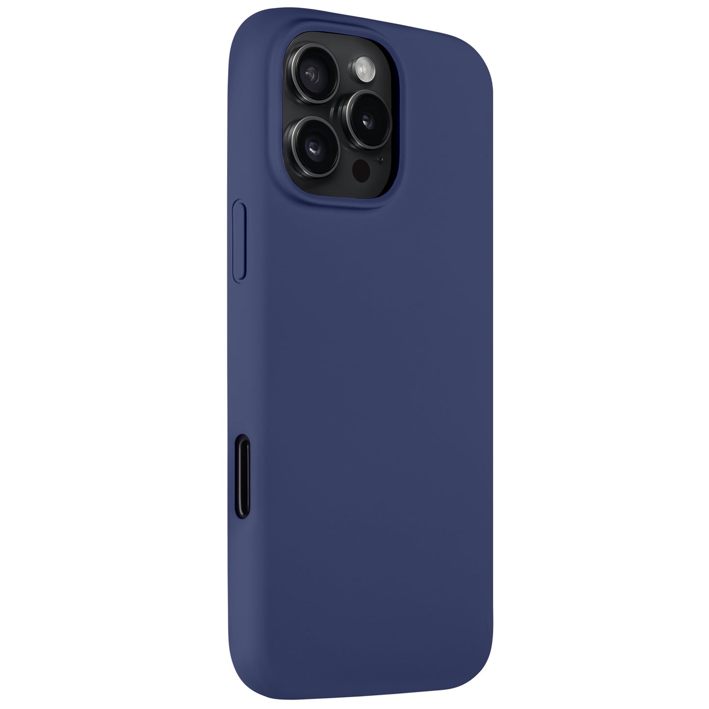 Das Arktis iPhone 16 Pro Silikon Case von Arktis in Navy Blue schützt Ihr Gerät, lässt Kamera und Blitz frei, alle Tasten sind zugänglich und kabelloses Laden ist problemlos möglich.