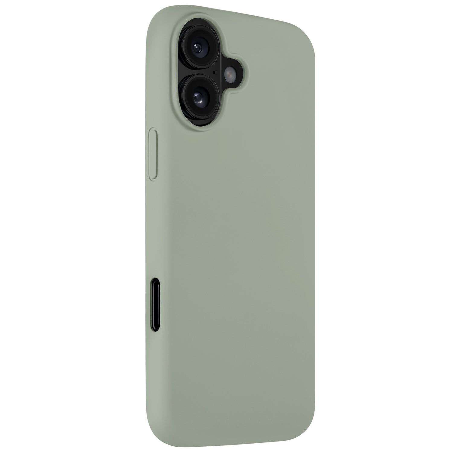 Das arktis iPhone Air Silikon Case in Hellgrün, hier von schräg hinten, ist für das iPhone 17 konzipiert und unterstützt kabelloses Laden.