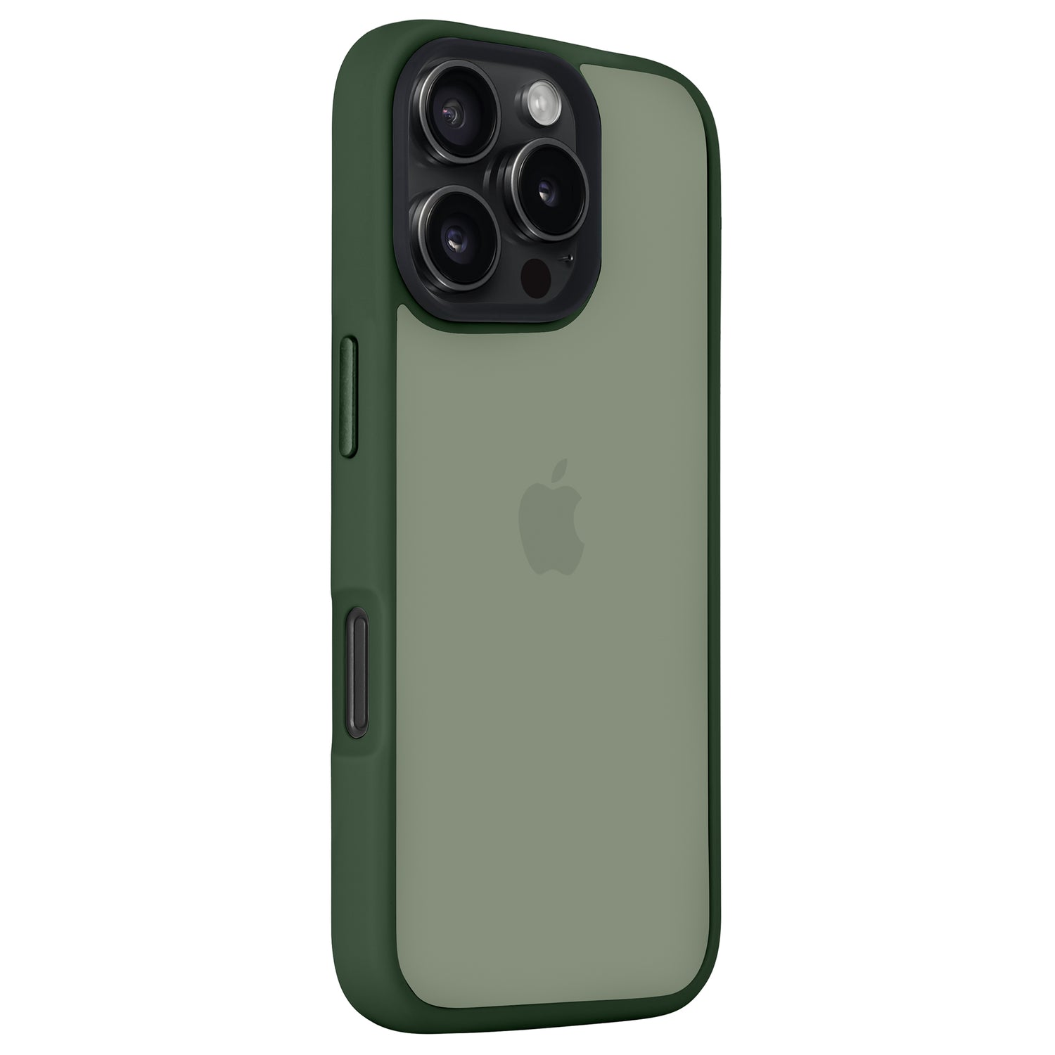 Grünes iPhone mit dem Arktis Arktis iPhone Air Solid Case - matt, stoßdämpfend und mit einer transparenten Rückseite, die das Apple-Logo und die Kameralinsen zeigt.