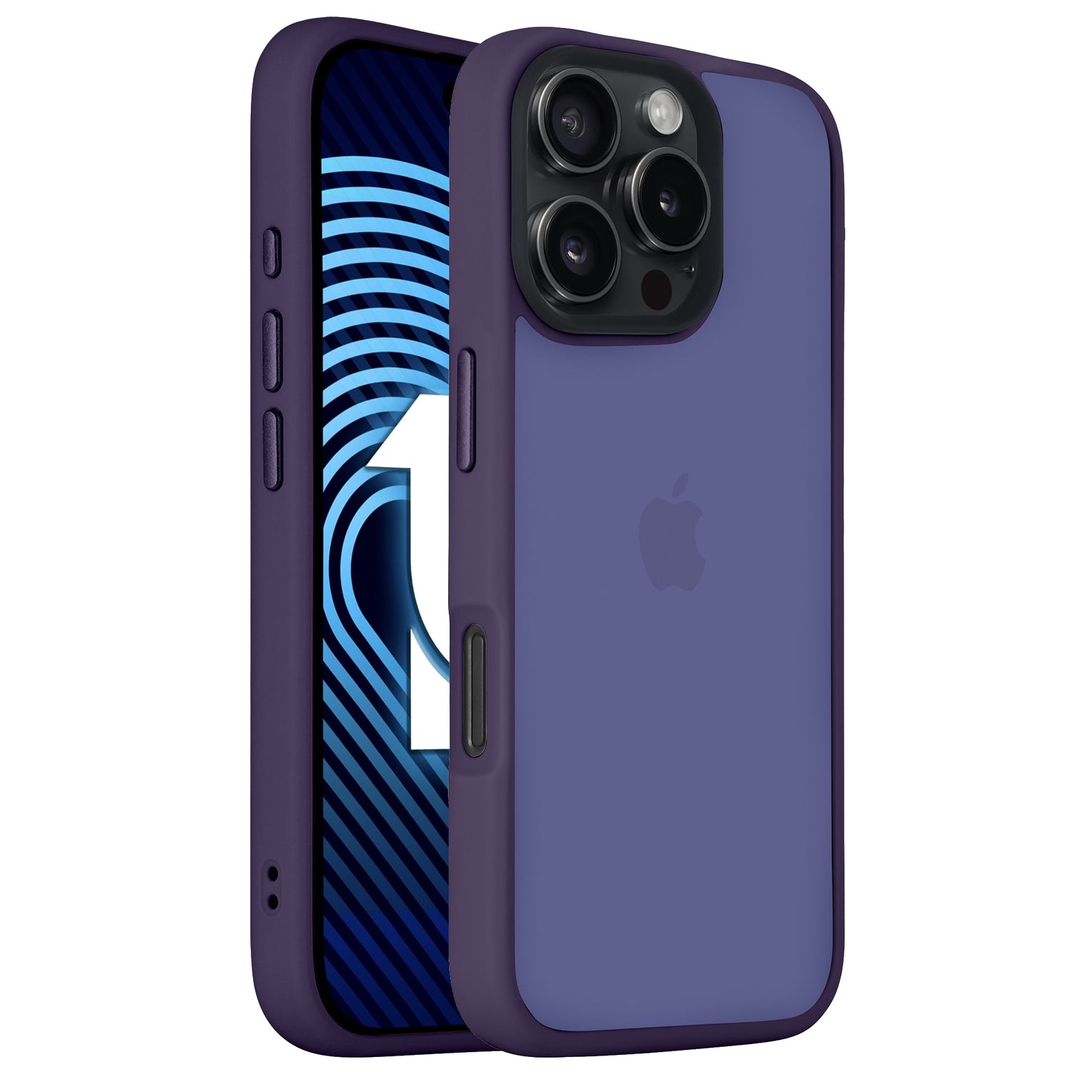 Arktis iPhone 17 Air in Lila, abgebildet mit einem passenden, matten Arktis iPhone Air Solid Case mit stoßabsorbierendem Schutz, dargestellt von der Vorder- und Rückseite auf einem weißen Hintergrund.