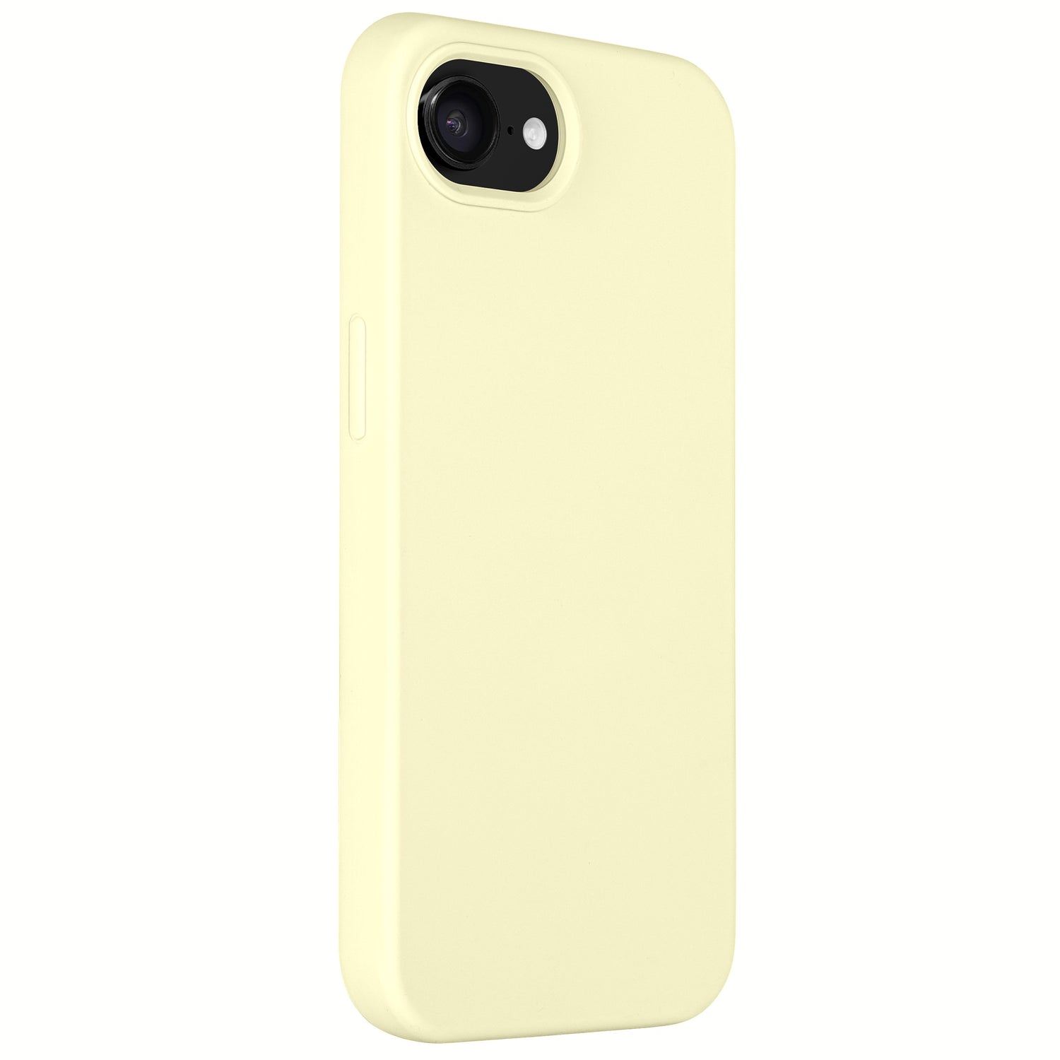 Das Arktis iPhone 16e Silikon Case in Hellgelb passt perfekt zum iPhone 16e und bedeckt die Rückseite und Seiten mit einem glatten, matten Finish. Die Aussparung oben links gibt den Blick auf Kamera und Blitz frei. Es unterstützt außerdem kabelloses Laden.