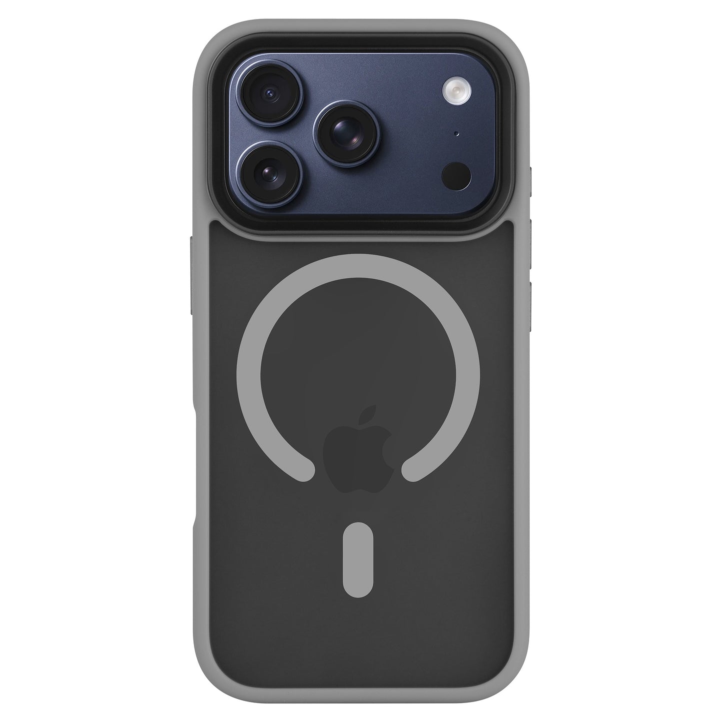 Arktis iPhone 17 Pro Max Solid Case mit MagSafe - matte schwarze Schutzhülle von Arktis, mit integriertem MagSafe-Ring und Apple-Logo, zeigt die Rückseite eines Triple-Kamera-iPhones, MagSafe-kompatibel.