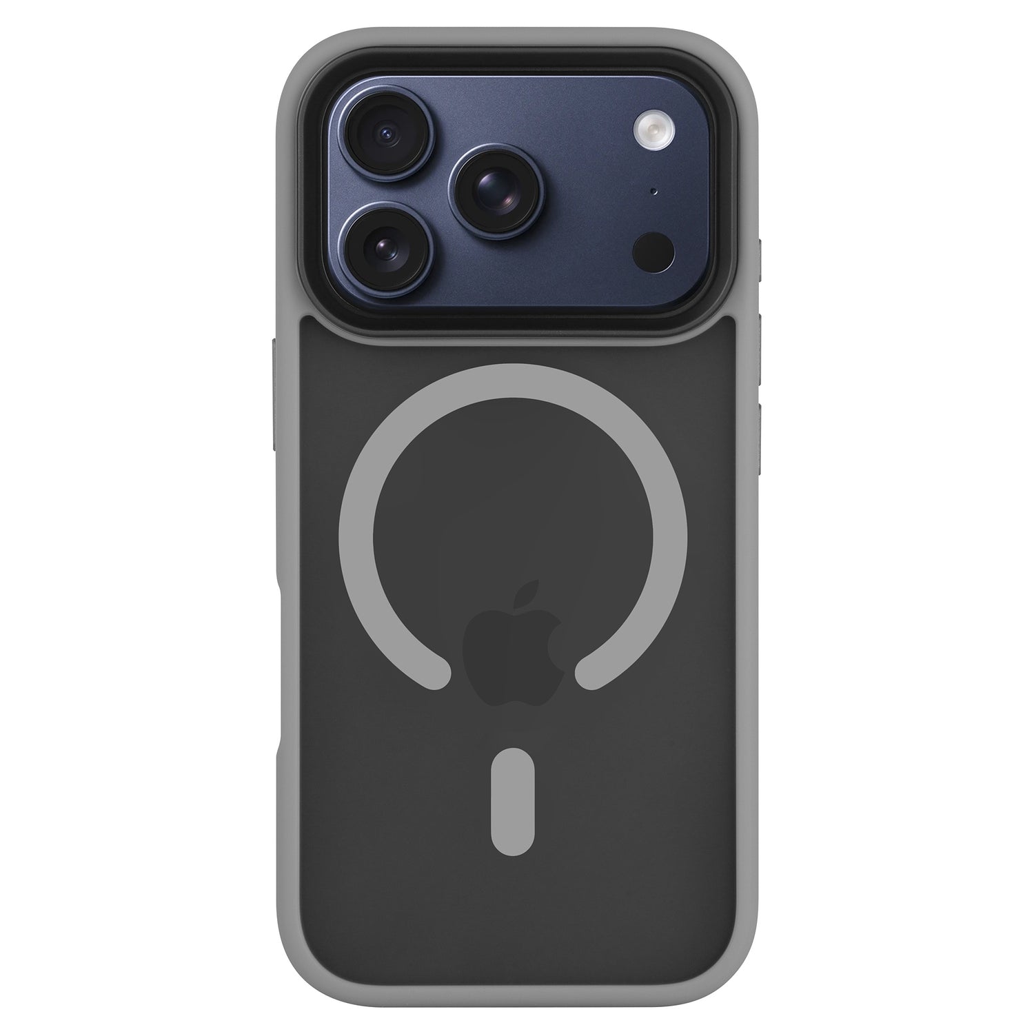 Arktis iPhone 17 Pro Max Solid Case mit MagSafe - matte schwarze Schutzhülle von Arktis, mit integriertem MagSafe-Ring und Apple-Logo, zeigt die Rückseite eines Triple-Kamera-iPhones, MagSafe-kompatibel.