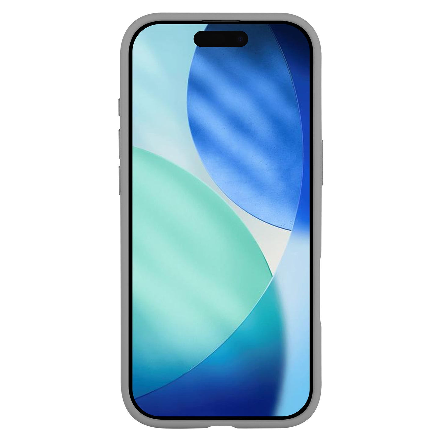 Das Arktis iPhone 17 Air Solid Case ist eine schlanke, matte Hülle aus stoßabsorbierendem TPU-Silikon, hier auf einem Smartphone mit einem blauen und grünen abstrakten Hintergrundbild.