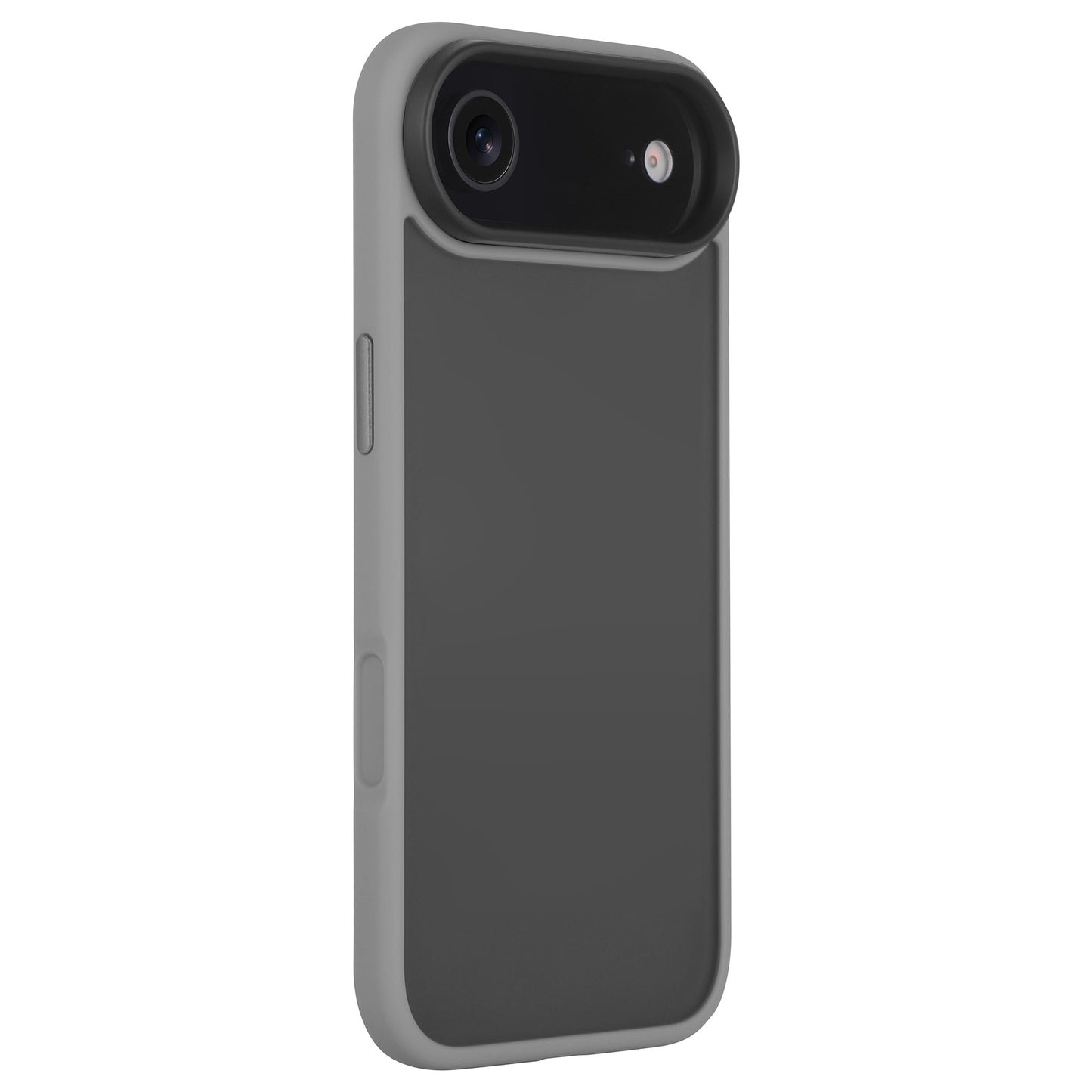 Das Arktis iPhone 17 Air Solid Case in grau und schwarz matt, auf der Rückseite abgewinkelt und mit Kameraausschnitt, bietet stoßabsorbierenden Schutz und modernen Stil für Ihr iPhone.