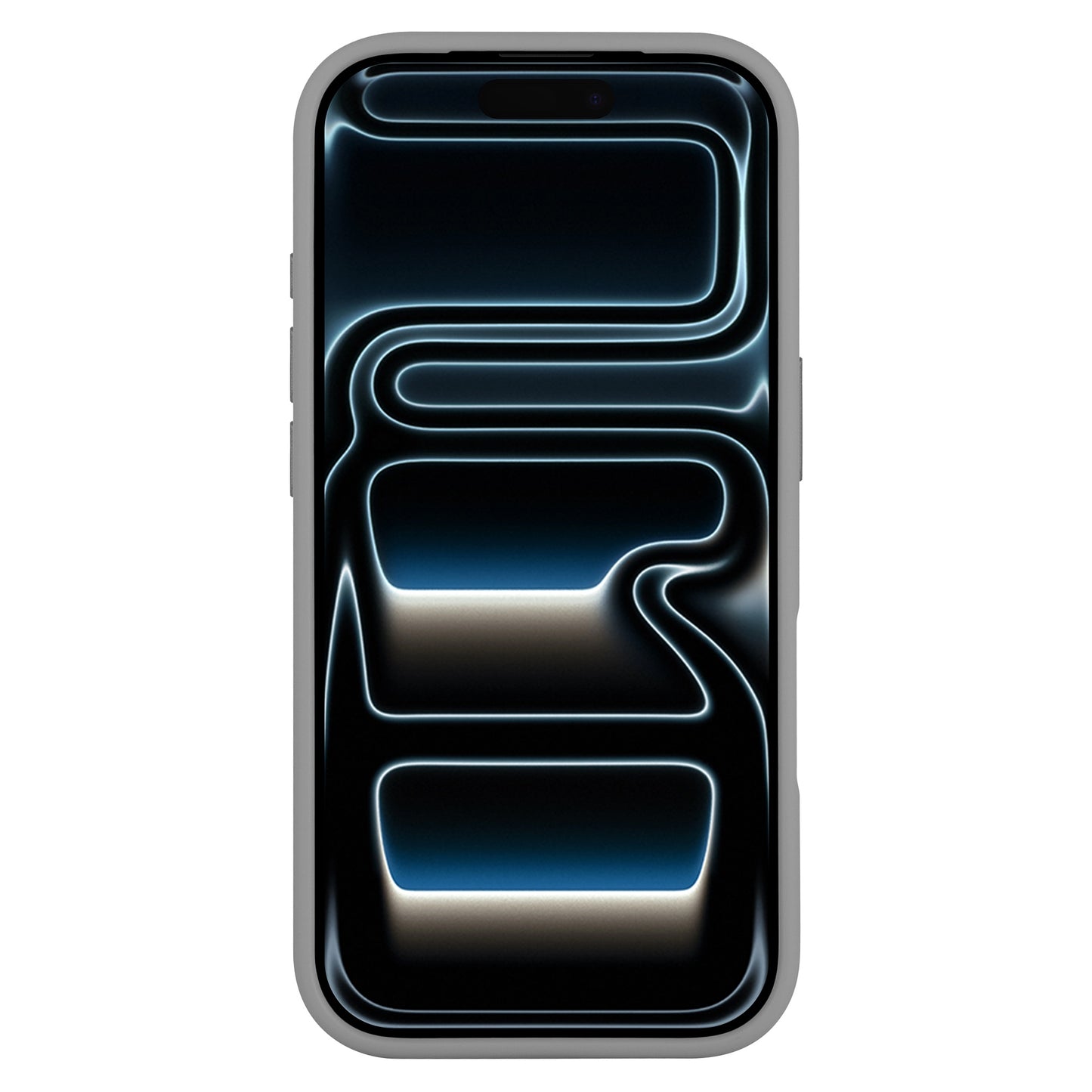 Vorderansicht des arktis iPhone 17 Pro Max Solid Case von Arktis, mit einem eleganten, matten Design und einem schwarz-blauen, abstrakt leuchtenden Hintergrundbild. Perfekte Passform für Ihr iPhone 17 Pro Max.