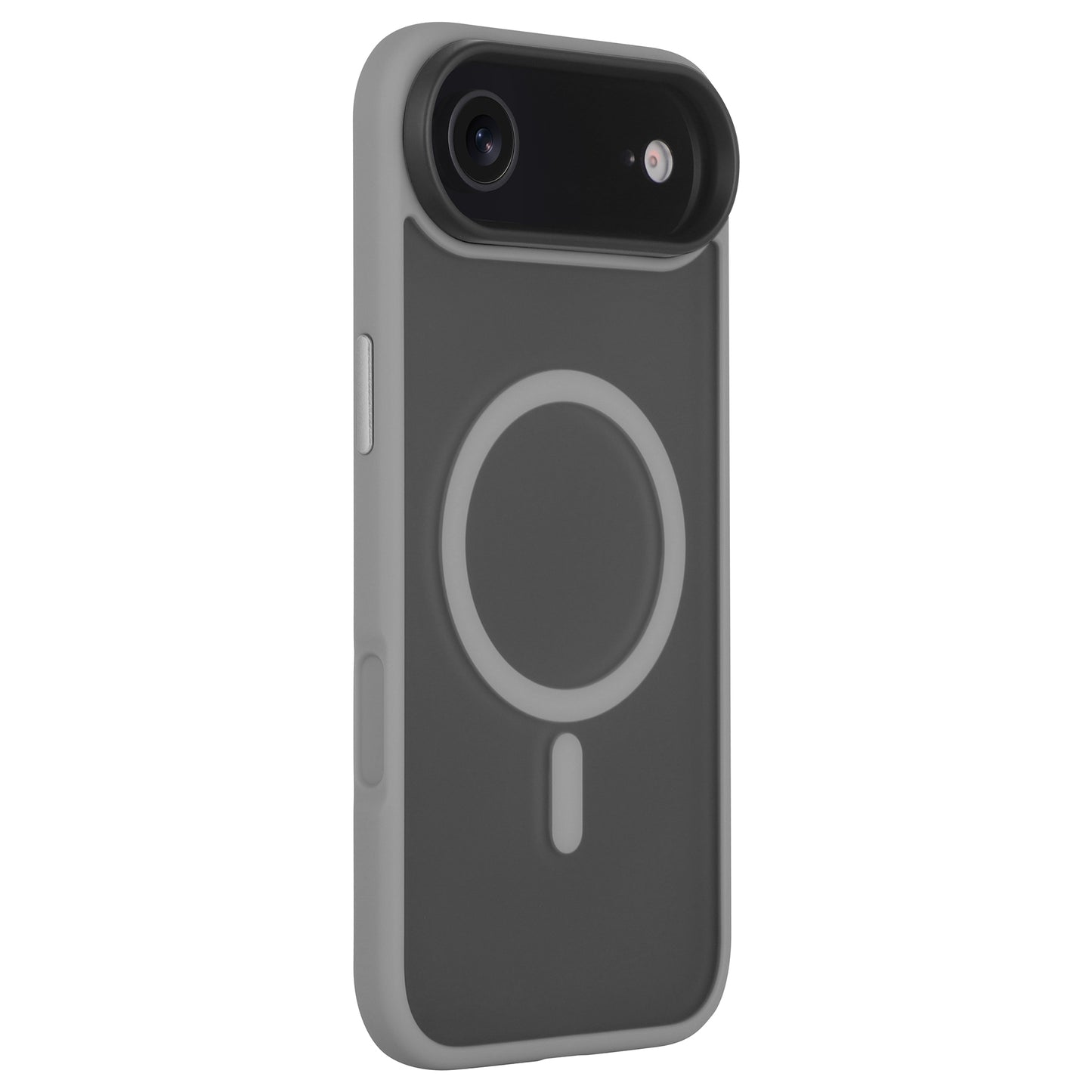 Das Arktis iPhone 17 Air Solid Case von Arktis in Schwarz und Grau mit rundem MagSafe-Design und stoßabsorbierendem TPU-Silikon ruht auf einem schlichten weißen Hintergrund.