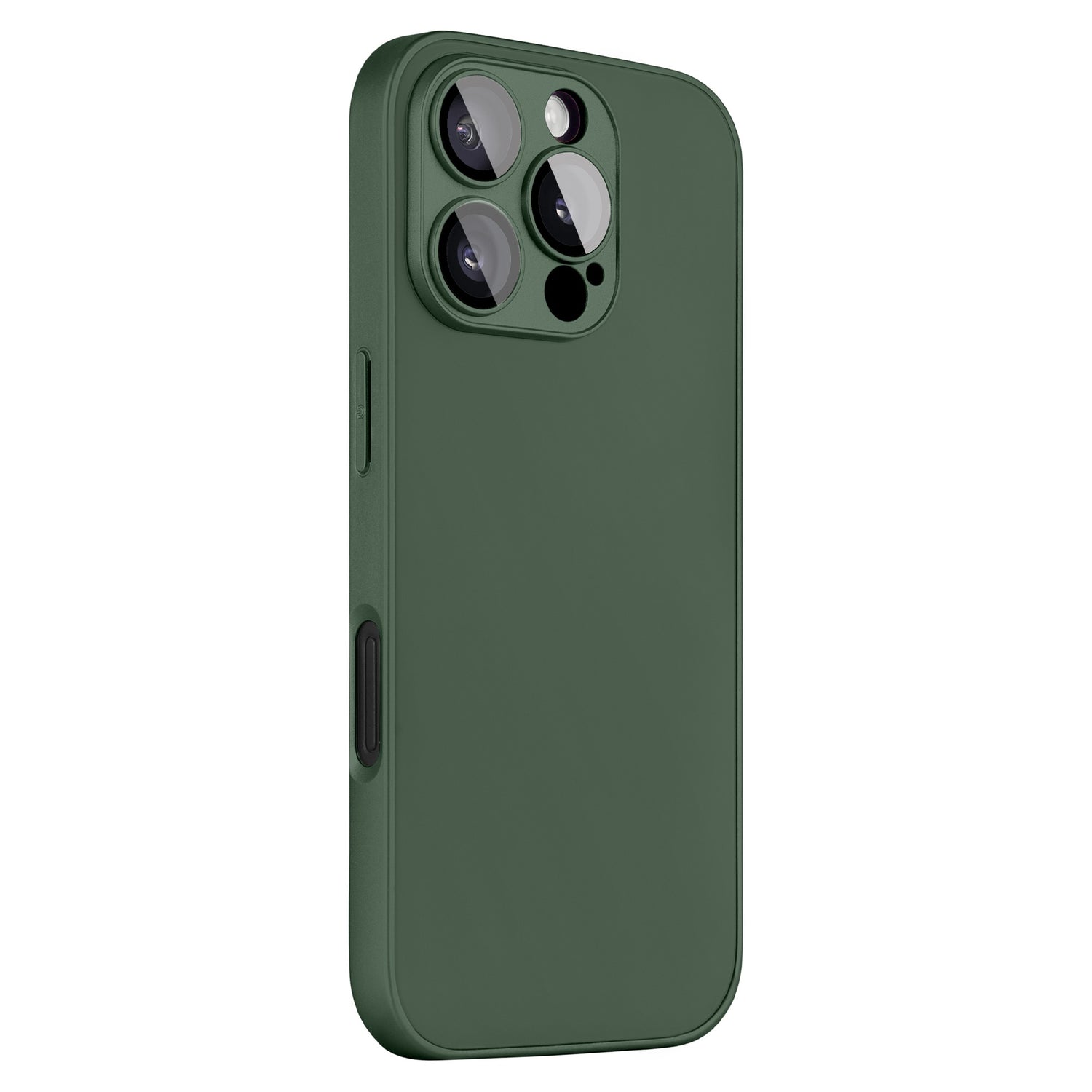 Das arktis iPhone 16 Pro Max Tech Case bietet präzise Kameraausschnitte, AG-Glas-Schutz und einfachen Zugriff auf die Seitentasten. Die grüne TPU-Silikonhülle eignet sich für Smartphones mit drei Objektiven und Blitz.