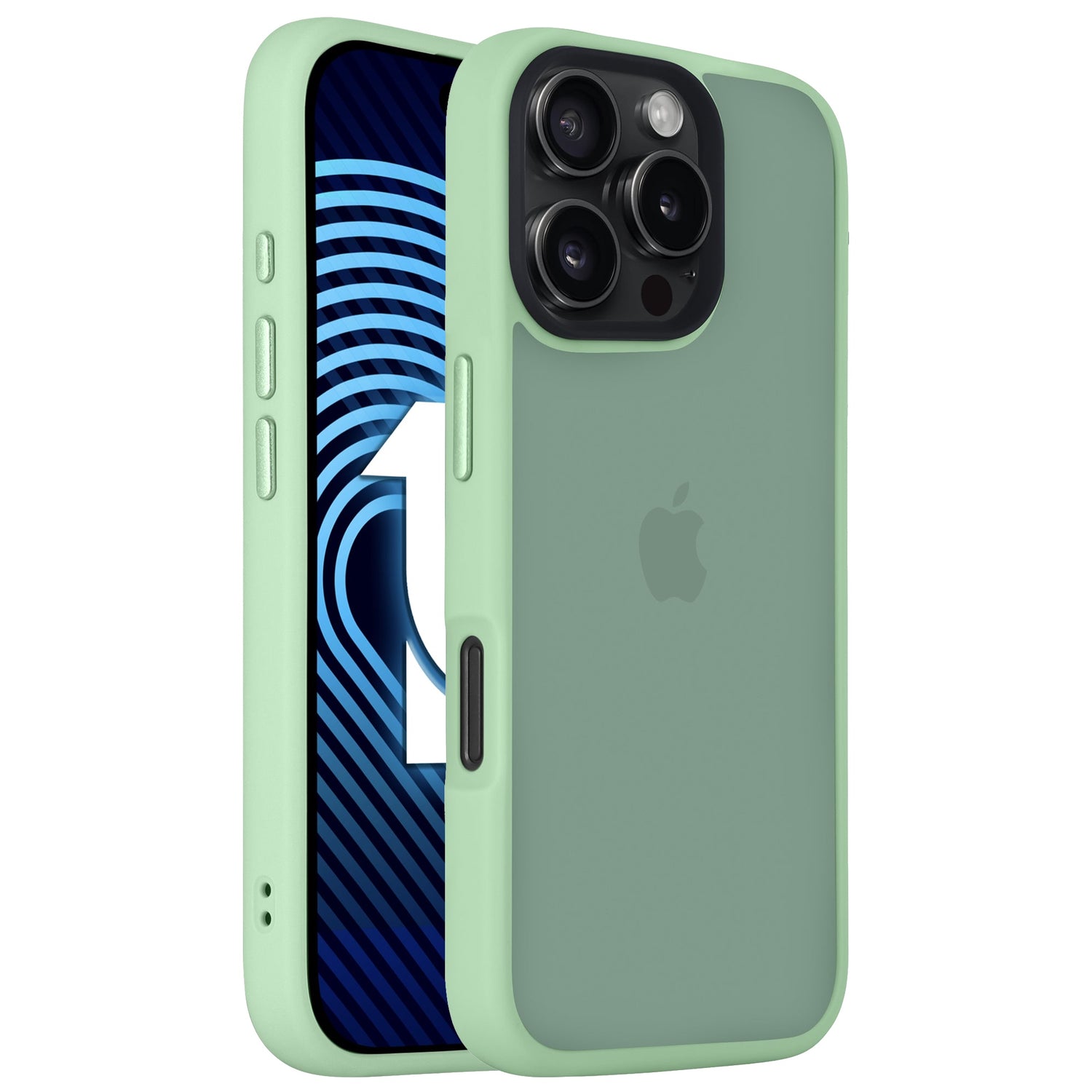 Ein grünes iPhone mit dem matten, stoßdämpfenden Arktis iPhone Air Solid Case wird gezeigt, das sowohl den vorderen Bildschirm als auch die hinteren Kameras zeigt.