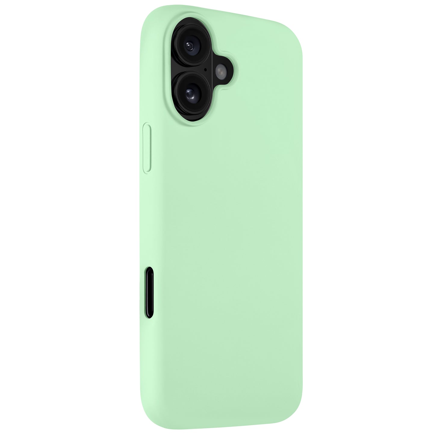 Die arktis iPhone Air Silikonhülle in Mintgrün passt für das iPhone 17 mit zwei rückwärtigen Kameras, verfügt über seitliche Tastenaussparungen und unterstützt kabelloses Laden.