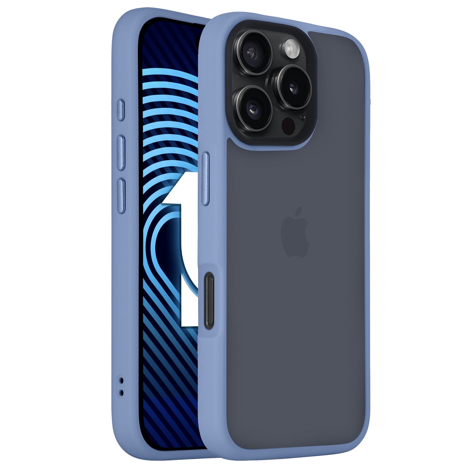 Das Arktis iPhone Air Solid Case von Arktis ist in Blau und Schwarz auf einem iPhone 17 abgebildet, verfügt über ein stoßdämpfendes Design und zeigt sowohl die Rückseite als auch die Vorderseite des Geräts.