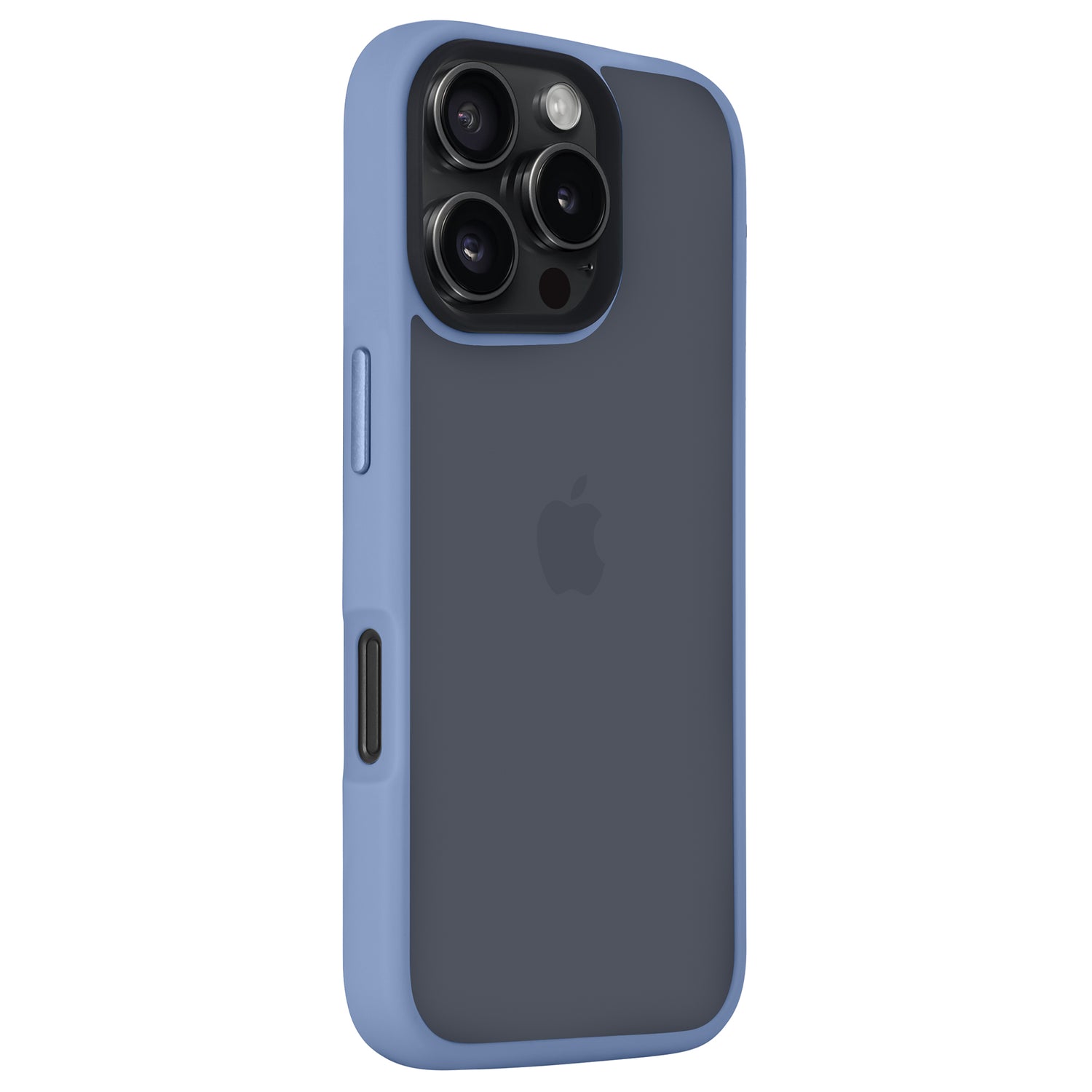 Ein mattblaues Arktis arktis iPhone Air Solid Case wird auf einem iPhone mit Dreifach-Kameras gezeigt. Diese stoßabsorbierende Hülle von Arktis bietet schlanken, modernen Schutz.