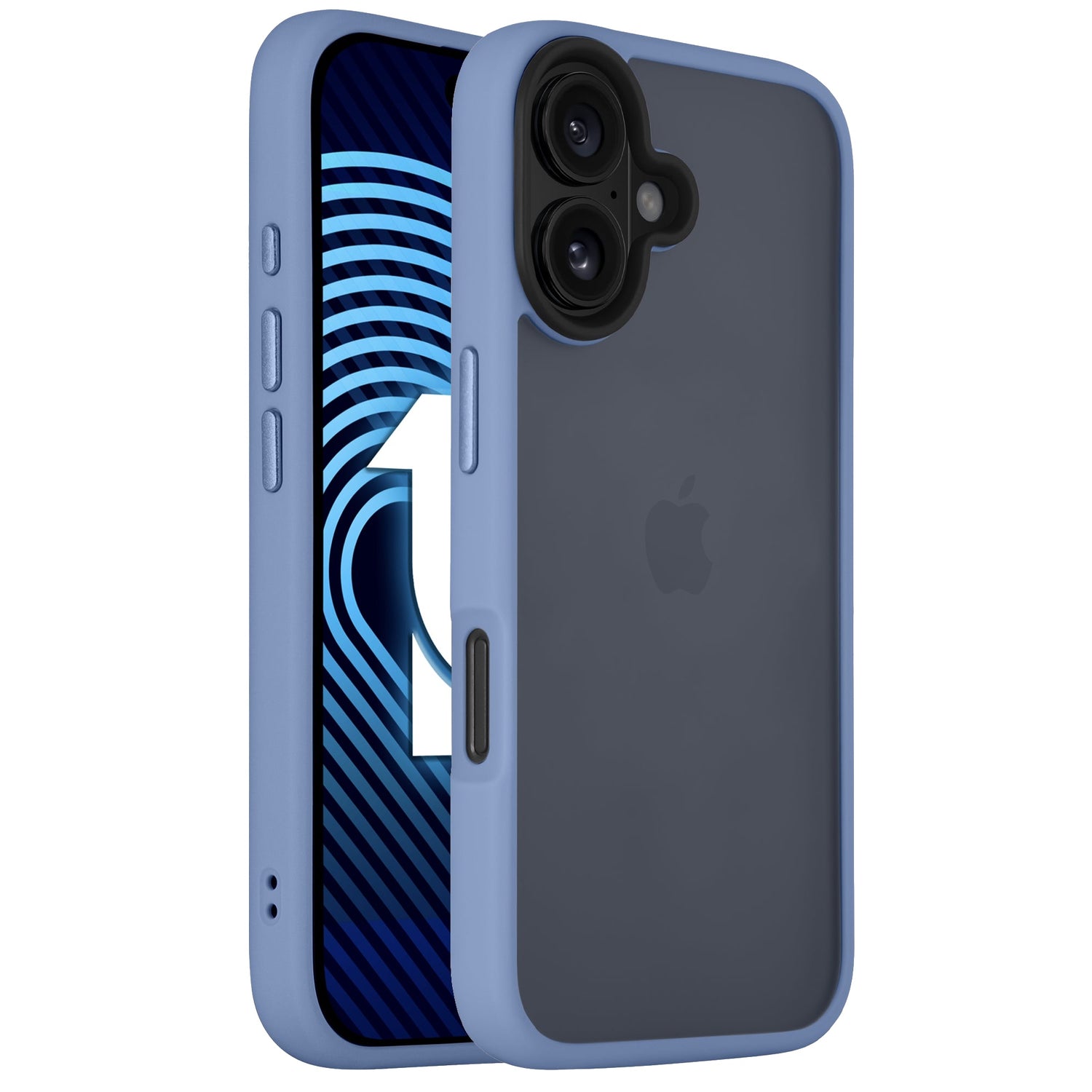Die Arktis arktis iPhone 16 Plus Solid Case Hülle in Blau und Schwarz schützt mit stoßabsorbierendem TPU-Silikon, bietet minimalistischen Matt-Look und zeigt Kamera sowie seitliche Tasten deines iPhones.