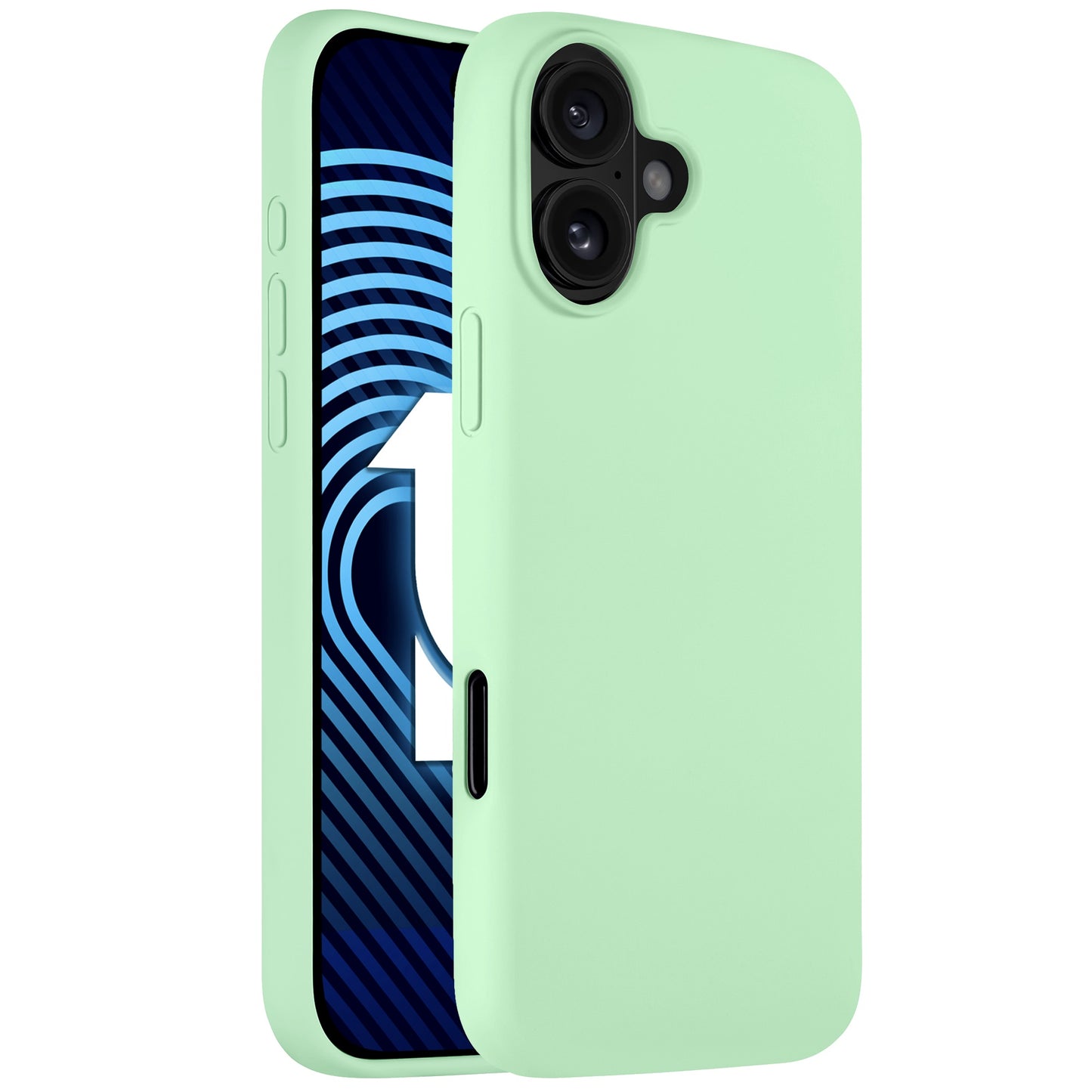Das arktis iPhone Air Silikon Case in schickem Mintgrün passt auf Ihr iPhone 17 Air, unterstützt kabelloses Laden, und verfügt über ein blau-weißes Display mit der Nummer 1 - dem perfekten Schutz von arktis.
