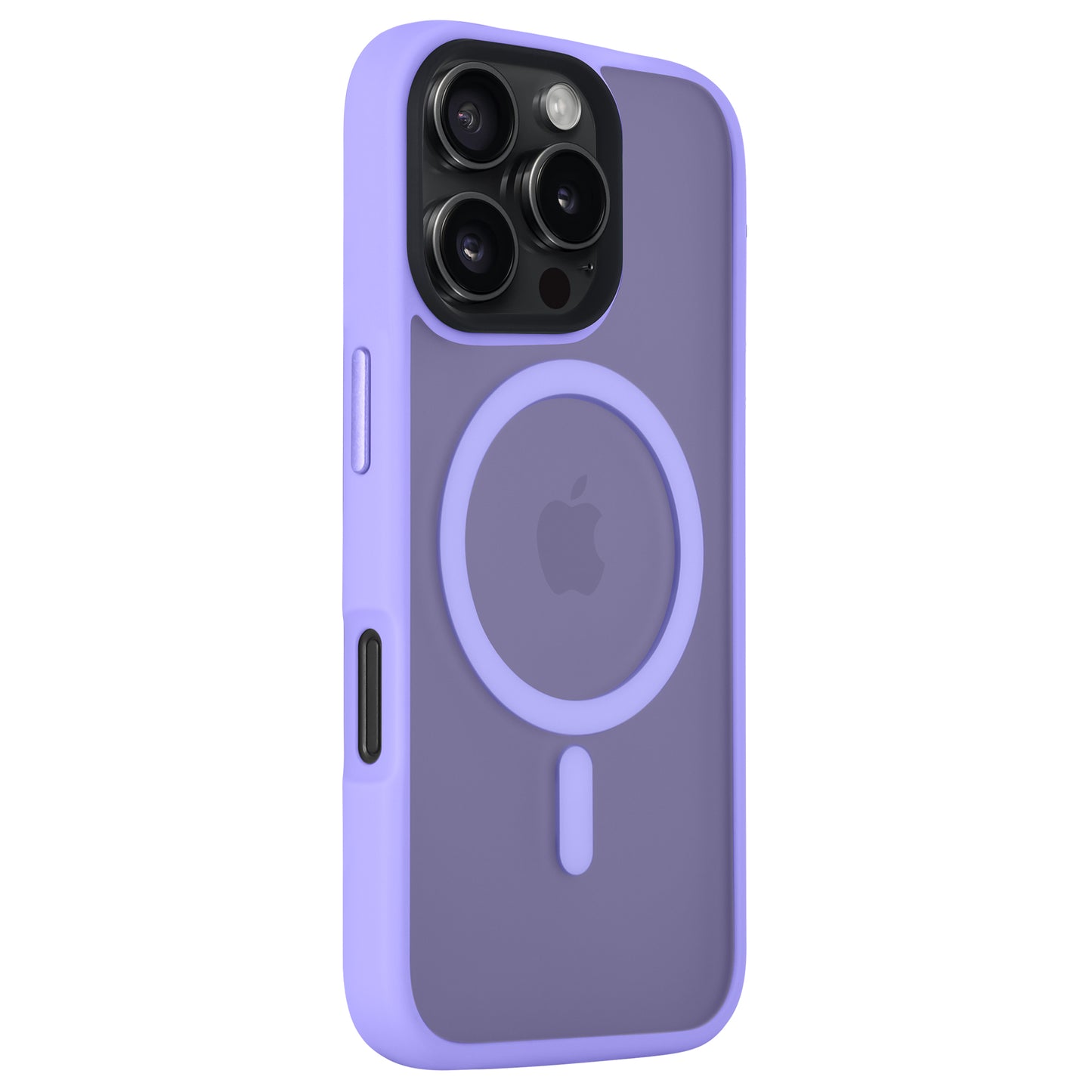 Das Arktis iPhone 16 Pro Max Solid Case von Arktis bietet minimalistischen, matten Look in Lila, stoßabsorbierendes TPU-Silikon, kreisförmiges MagSafe-Design und sichtbares Apple Logo auf der Rückseite.