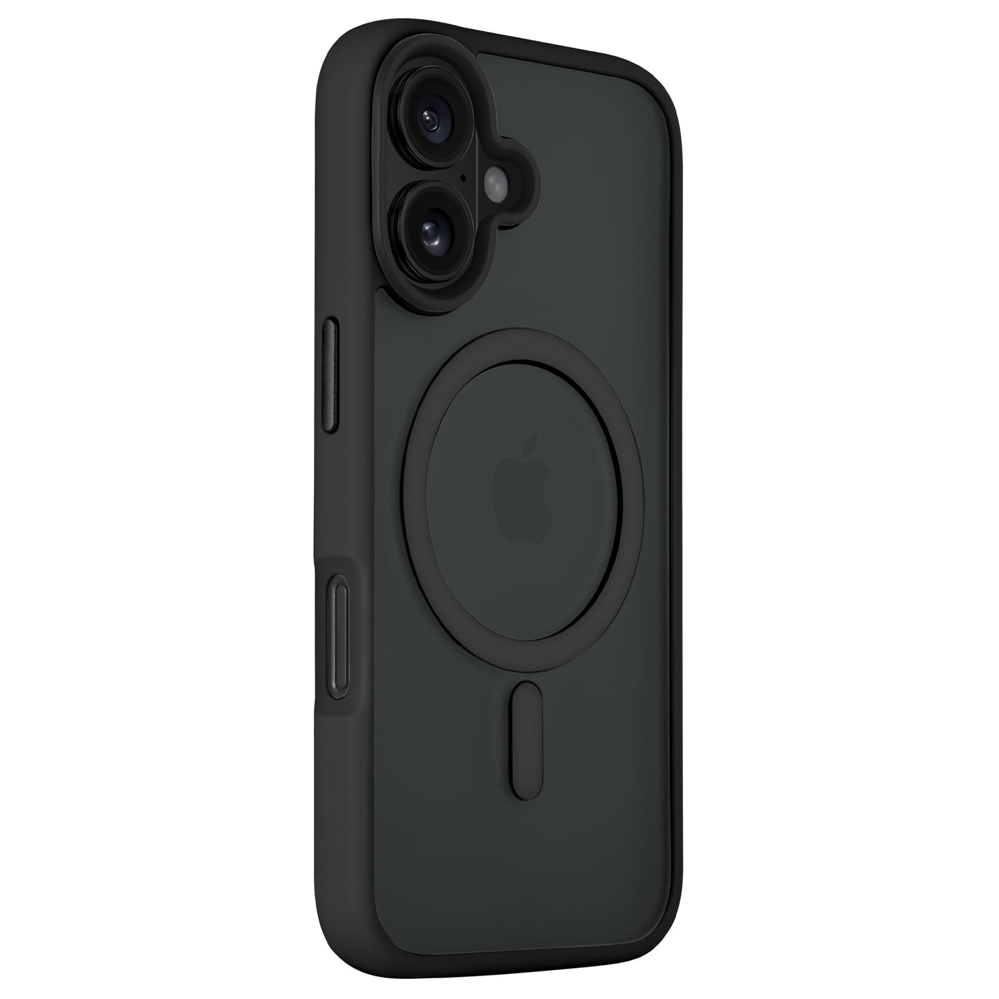 Das Arktis iPhone 16 Plus Solid Case von Arktis verfügt über einen MagSafe-Ring, ein Apple-Logo, eine stoßdämpfende TPU-Silikon-Konstruktion und einen minimalistischen, matten Look, sowohl von hinten als auch von der Seite.