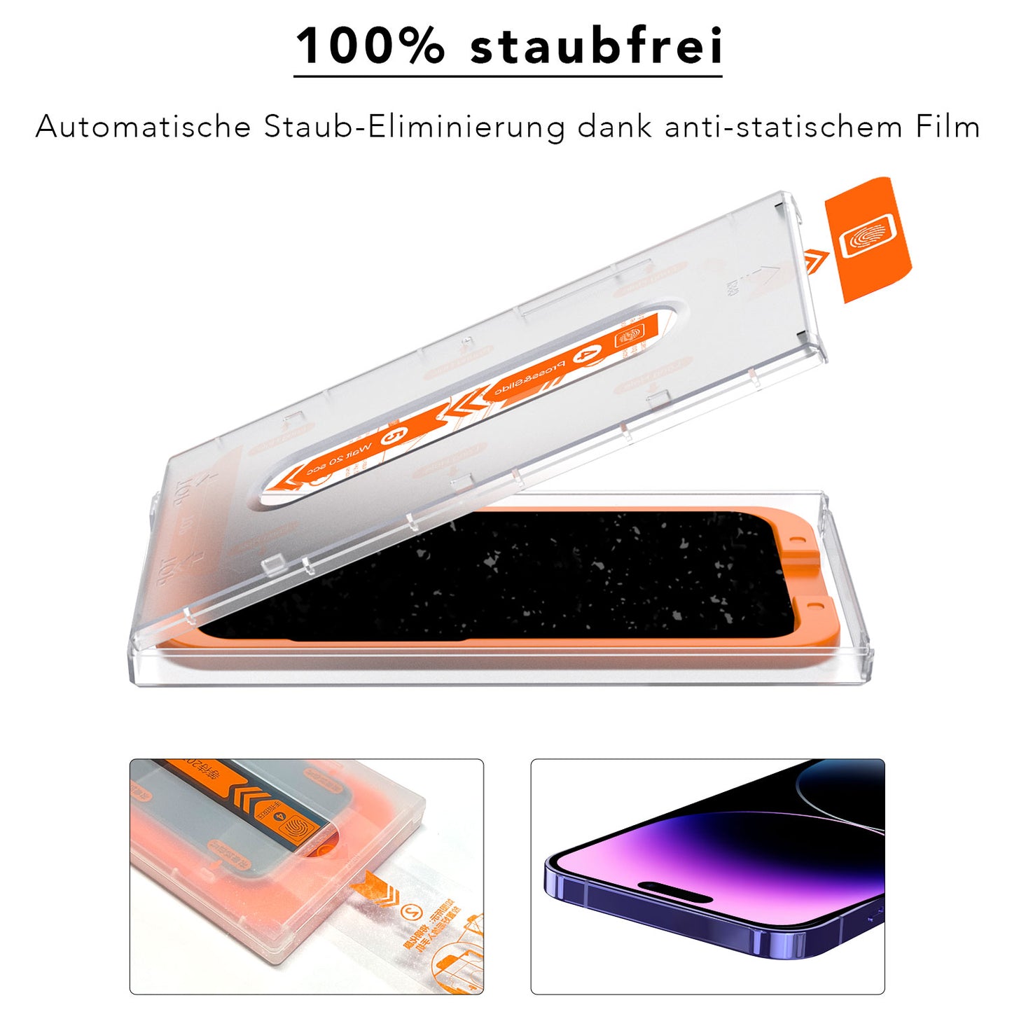 Das Arktis 2er Set iPhone REVOLUTION Glas-Displayschutz verfügt über eine oleophobe Beschichtung, eine antistatische Folie zur Staubentfernung und wird mit der EZ.INSTALL Box für eine einfache Installation geliefert. Perfekter Schutz für Ihr iPhone-Display.