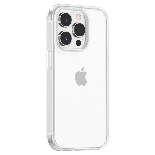 Aviato SECTOR SLIM Case von Aviato auf einem silbernen iPhone 15 Pro Max mit drei Rückkameras und sichtbarem Apple-Logo, gefertigt aus stoßabsorbierendem TPU für optimalen Schutz.