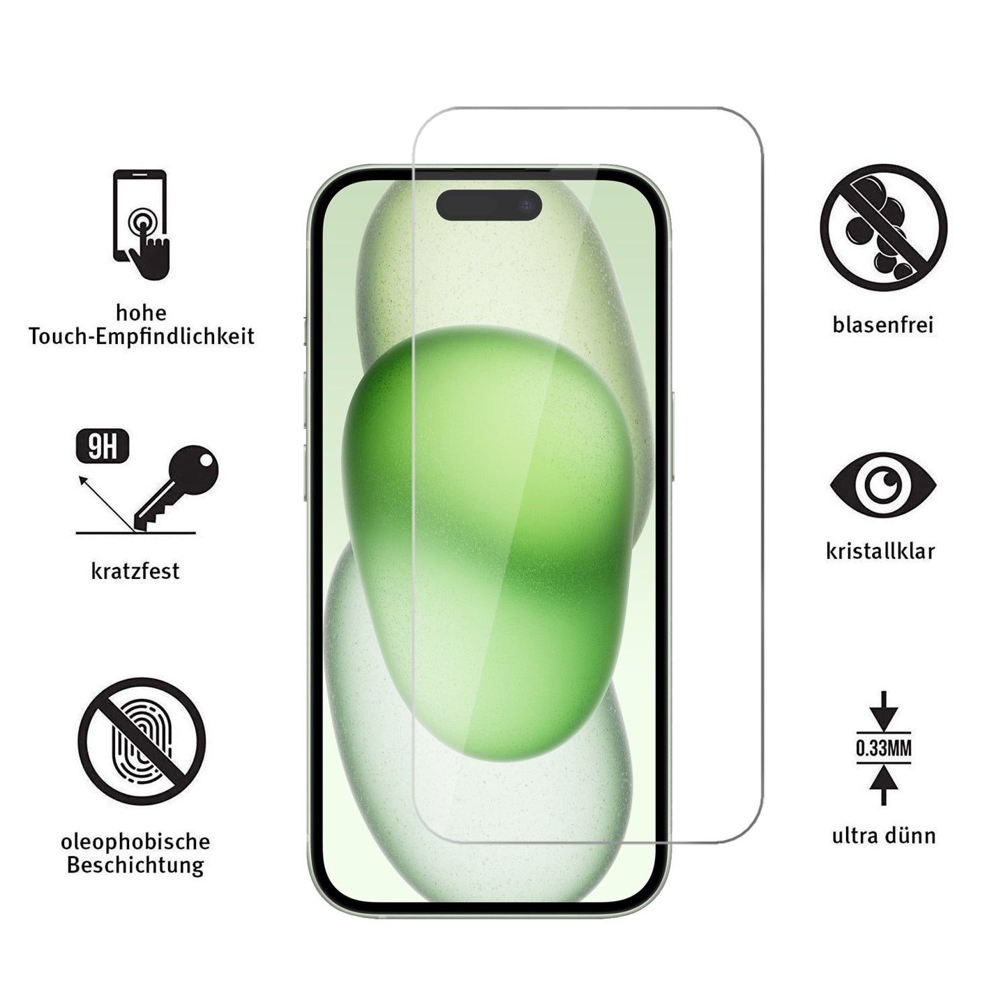 ArktisPRO iPhone 15 Displayschutz GLAS - 3er Set