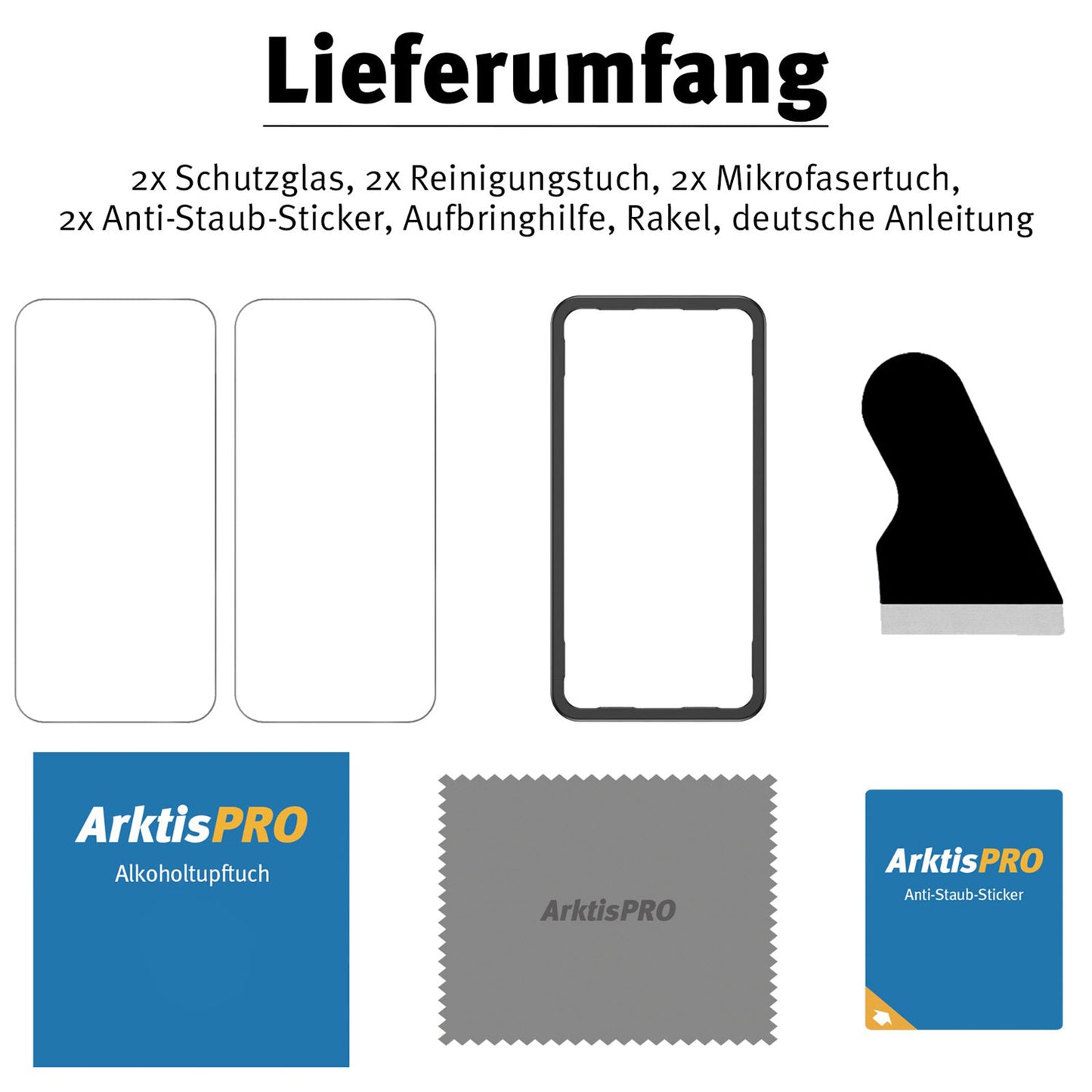 ArktisPRO iPhone 15 Pro Max Displayschutz GLAS - 2er Set