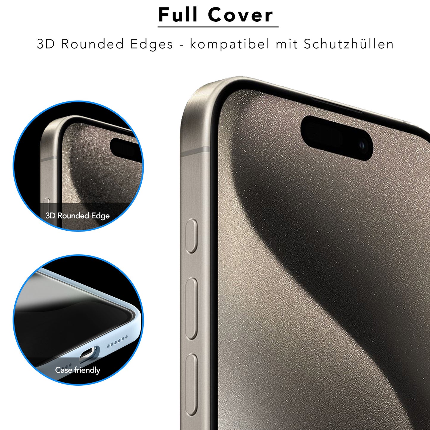 Nahaufnahme eines iPhones mit dem Arktis 2er Set iPhone REVOLUTION Glas-Displayschutz mit 3D-abgerundeten Kanten, oleophober Beschichtung für Wischfestigkeit und hüllenfreundlichem Design.
