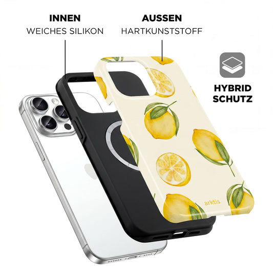 Arktis iPhone 14 Pro Max Hülle - Zitrone: Stoßabsorbierendes TPU-Innenmaterial, harter Kunststoff-Außenmantel für hybriden Schutz. MagSafe-kompatibel für bequemes Laden und stylischen Look. Marke: arktis.