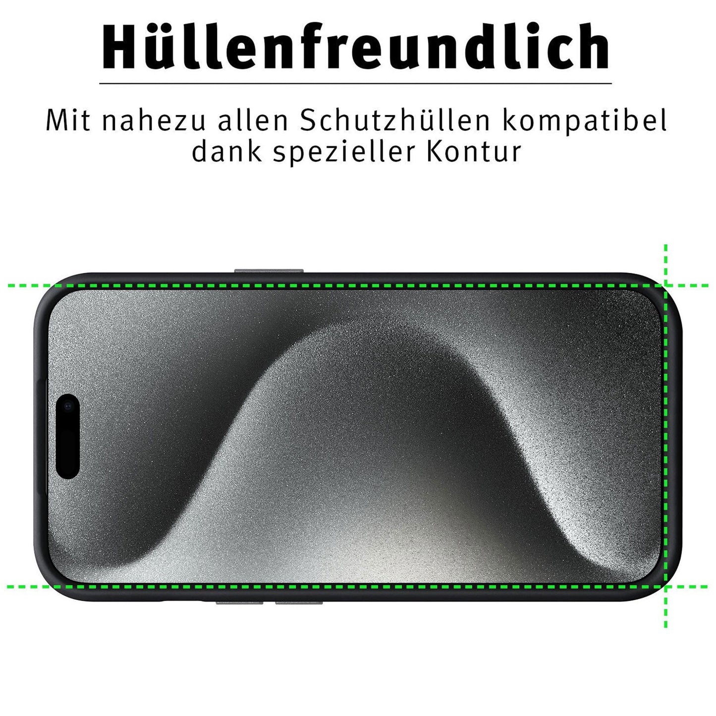 ArktisPRO iPhone 15 Pro Max FULL COVER Displayschutz GLAS - hüllenfreundlich - 2er Set