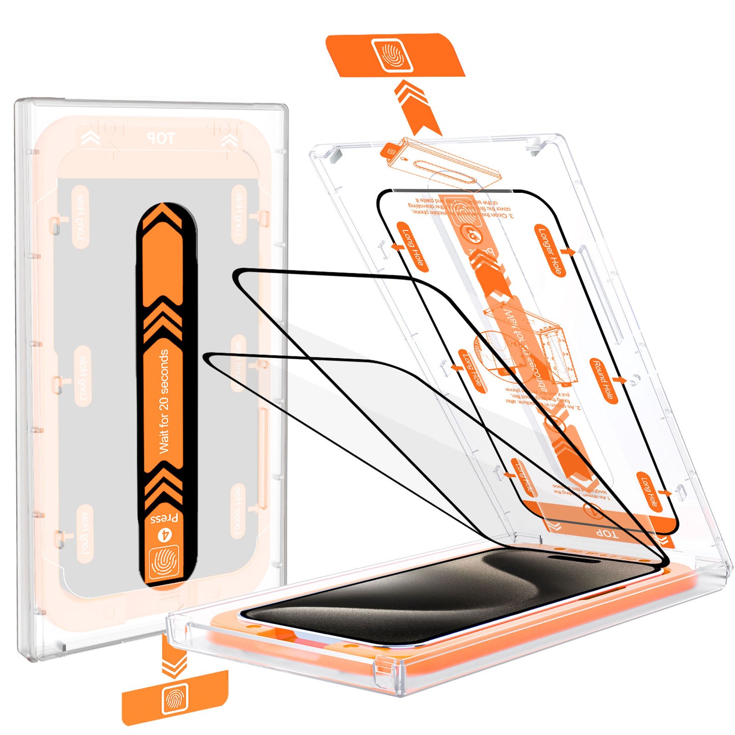 Das Arktis 2er Set iPhone REVOLUTION Glas-Displayschutz enthält eine EZ.INSTALL-Box und eine Schritt-für-Schritt-Anleitung für eine einfache Anwendung, die sicherstellt, dass die oleophobe Beschichtung Ihres iPhone-Bildschirms makellos bleibt.
